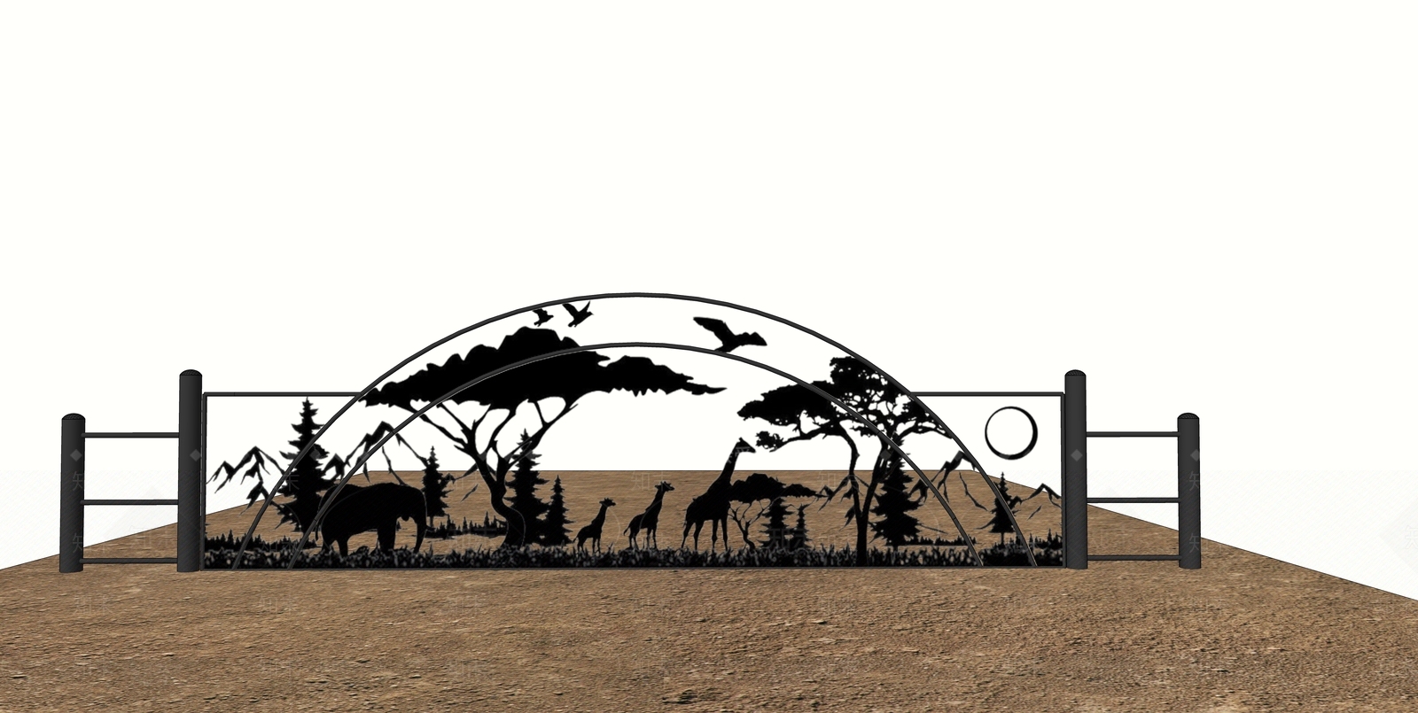 现代铁艺大门SU模型下载【ID:1157056583】