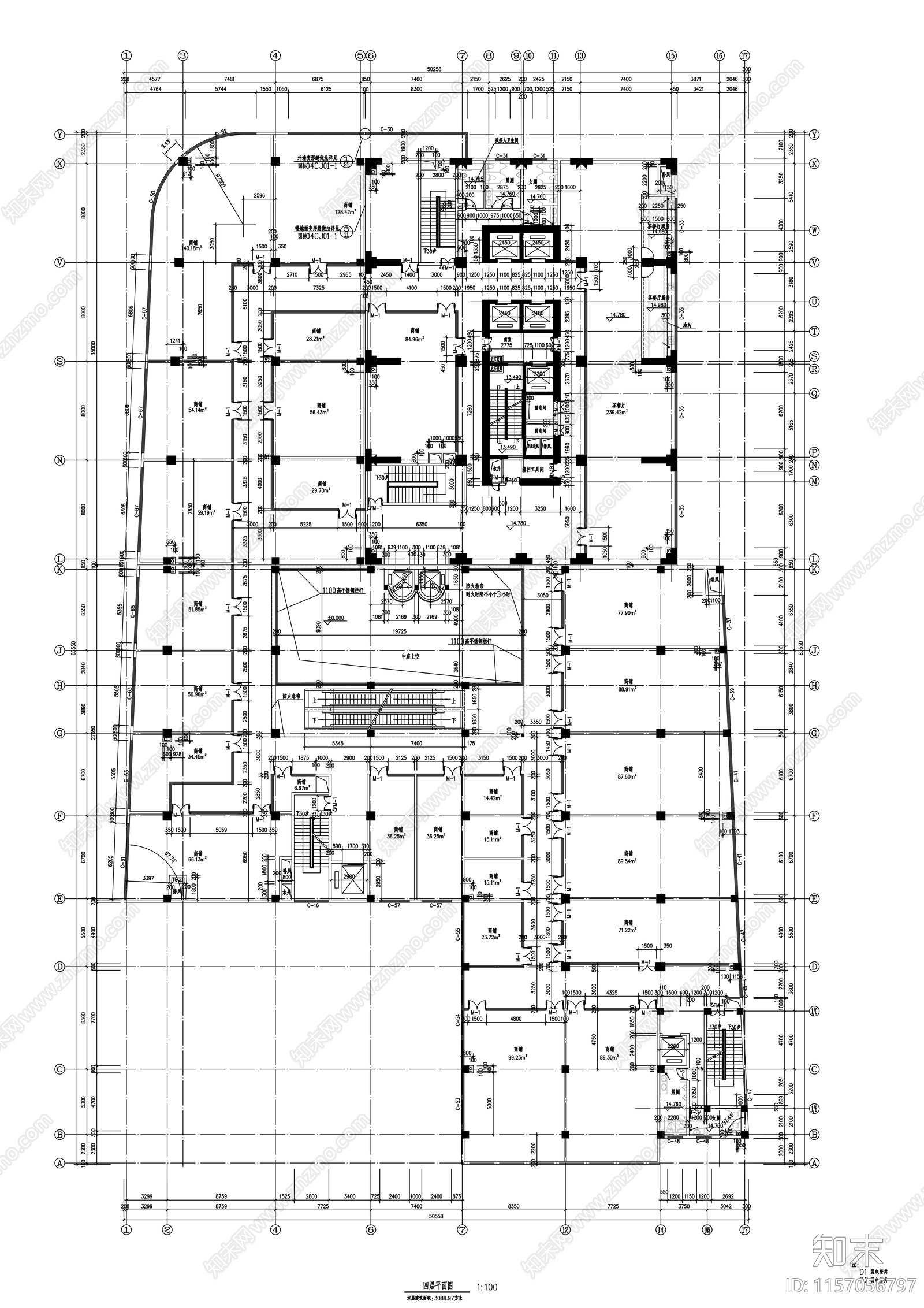 24层欧式风格办公综合体建cad施工图下载【ID:1157056797】