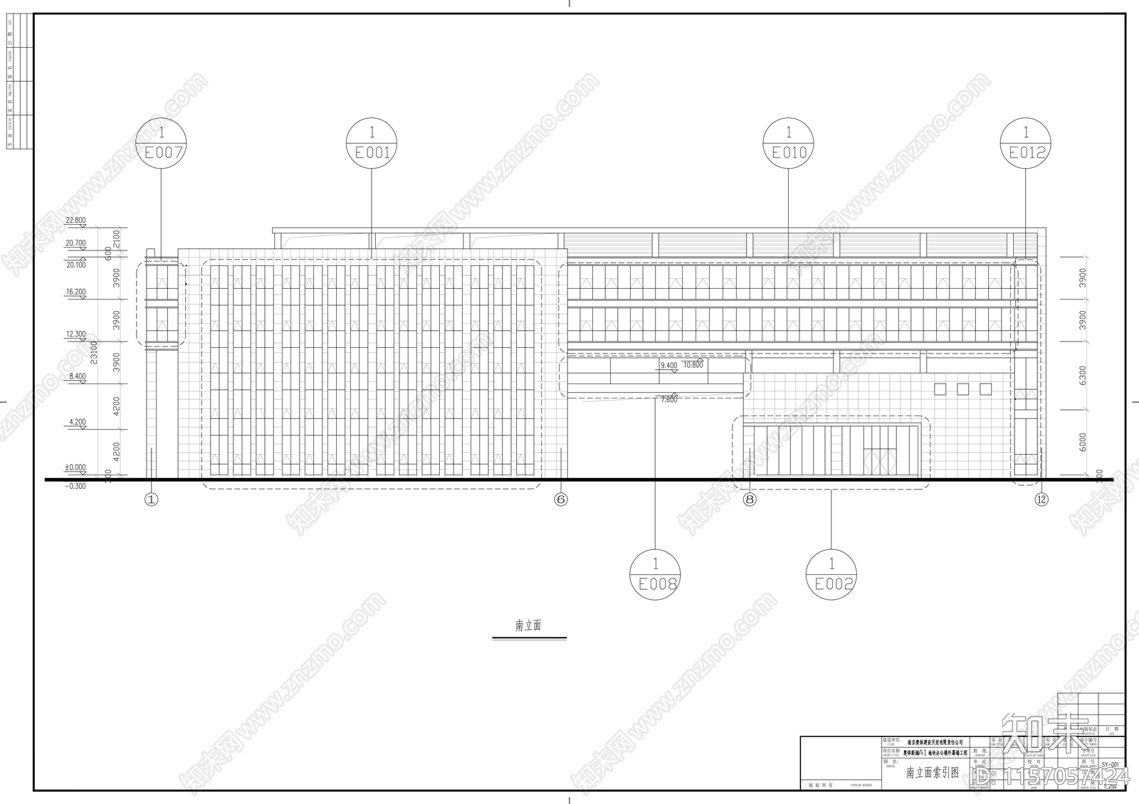 奥体办公楼外幕墙工程建cad施工图下载【ID:1157057424】