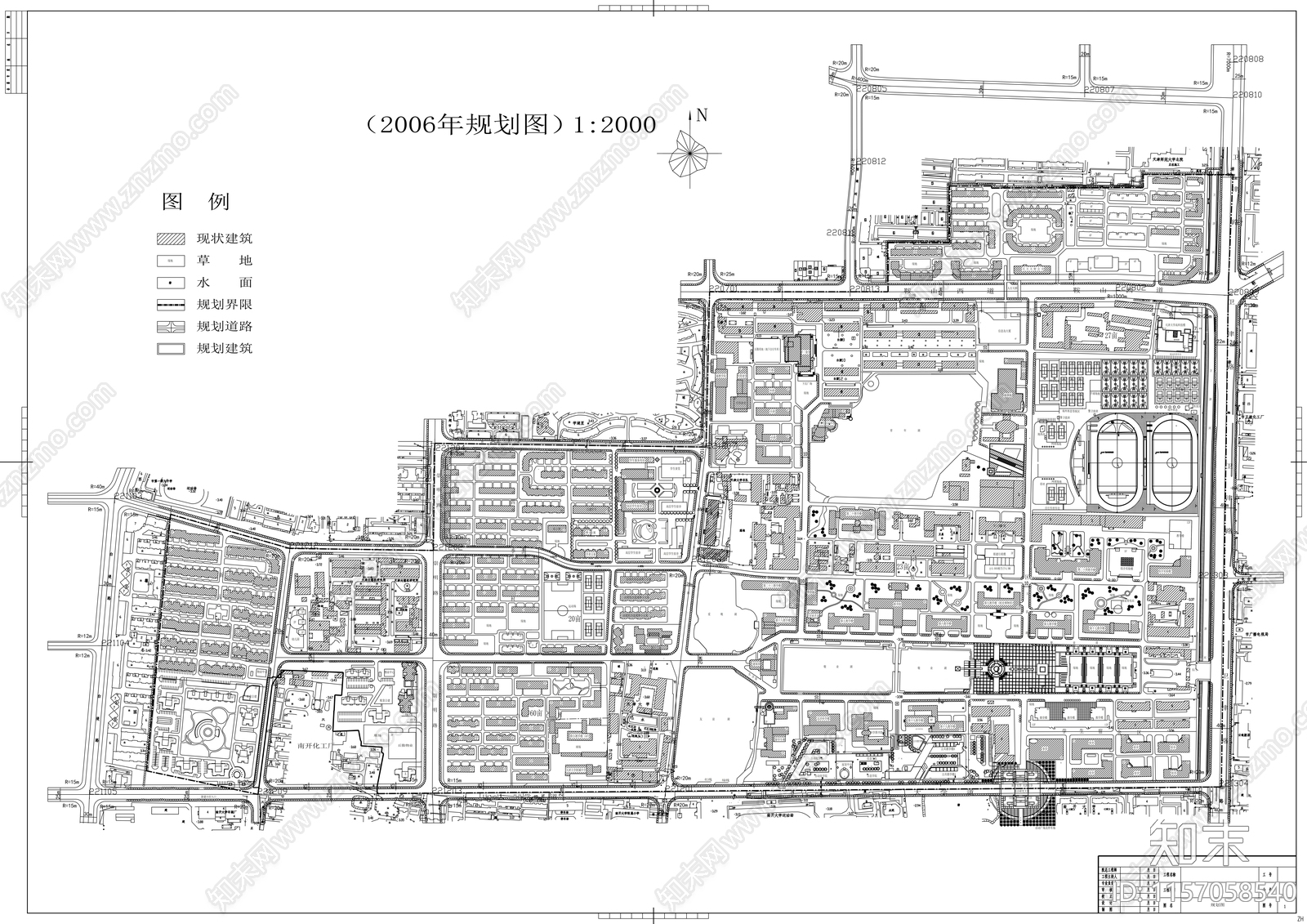 大学校园修建性详细规划图cad施工图下载【ID:1157058540】