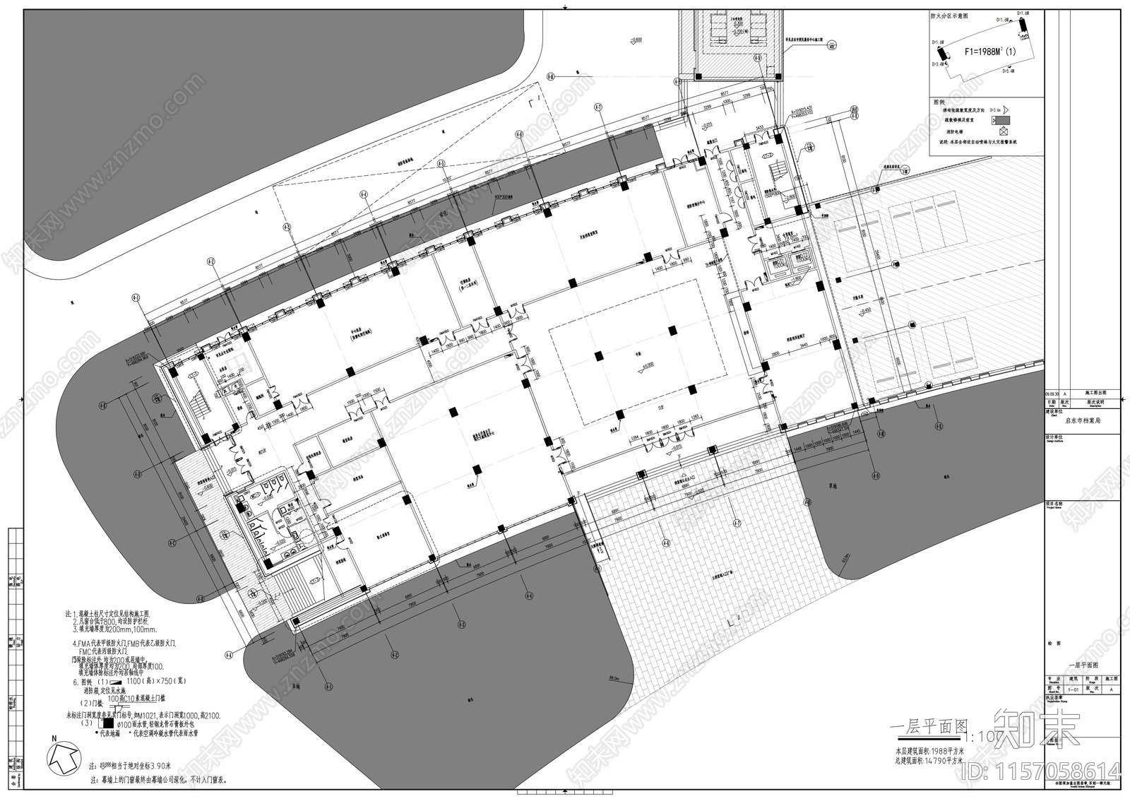 档案馆建筑图cad施工图下载【ID:1157058614】