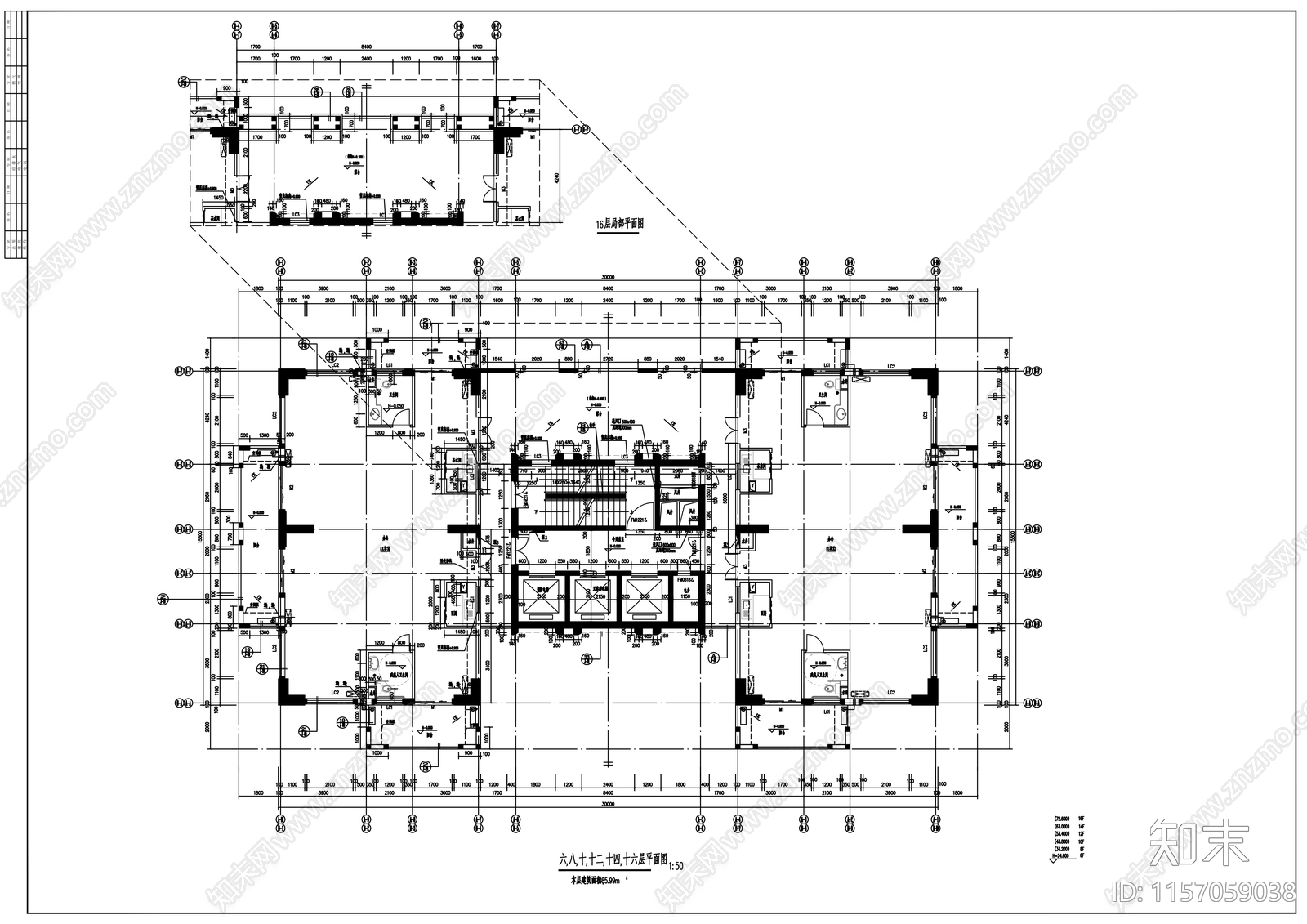 二十层办公楼建cad施工图下载【ID:1157059038】