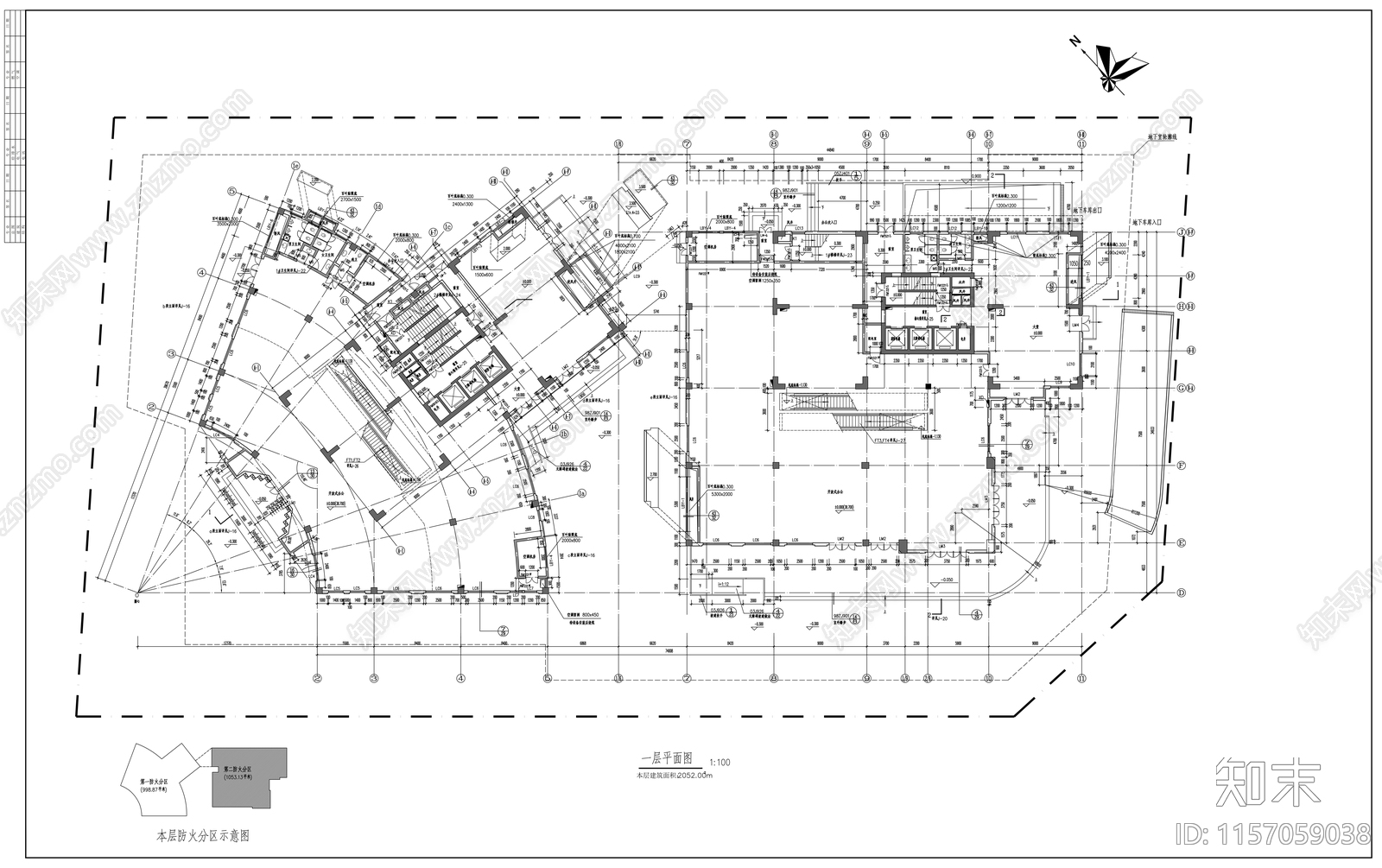 二十层办公楼建cad施工图下载【ID:1157059038】