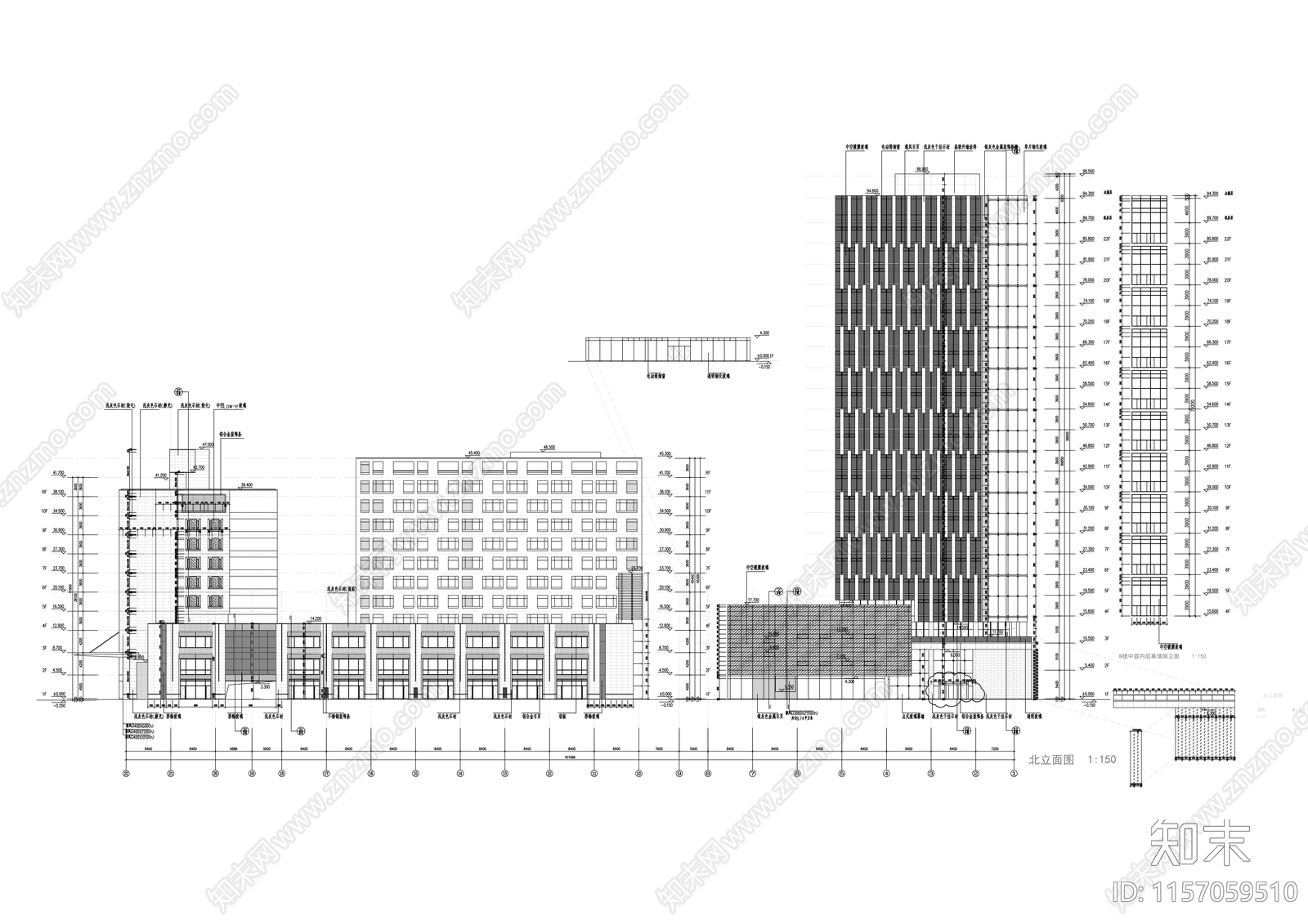 二十二层现代办公综合体建cad施工图下载【ID:1157059510】