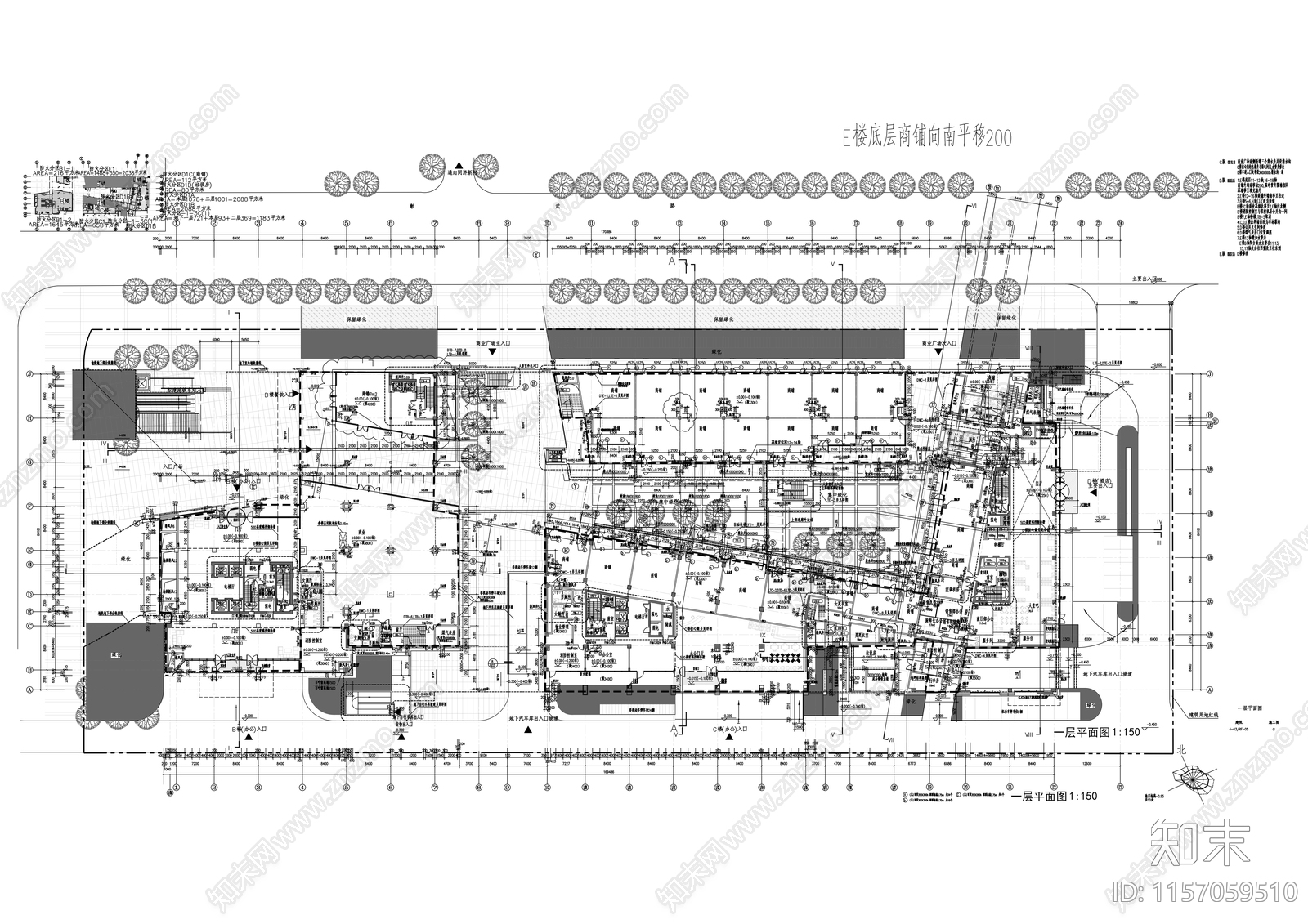 二十二层现代办公综合体建cad施工图下载【ID:1157059510】