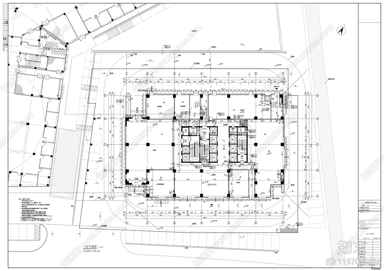 二十五层办公楼建cad施工图下载【ID:1157059674】