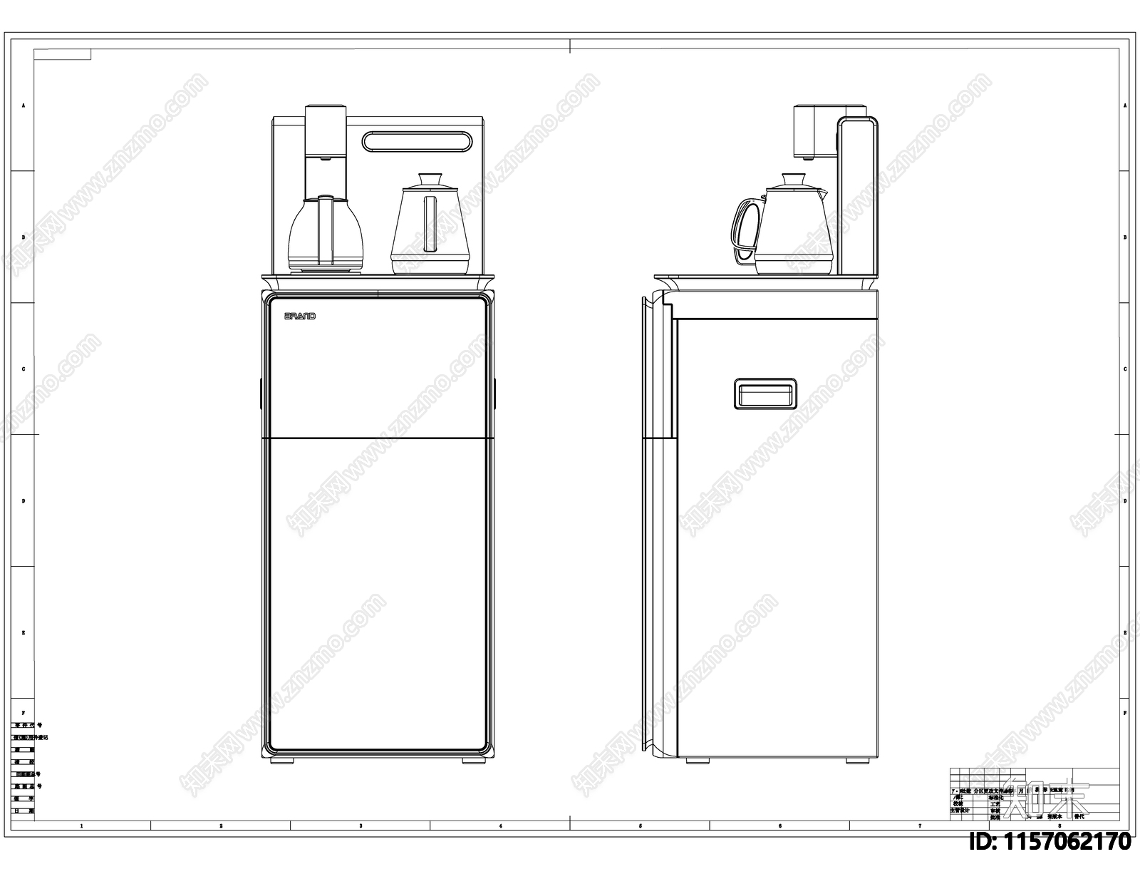 茶吧机线稿图设计cad施工图下载【ID:1157062170】