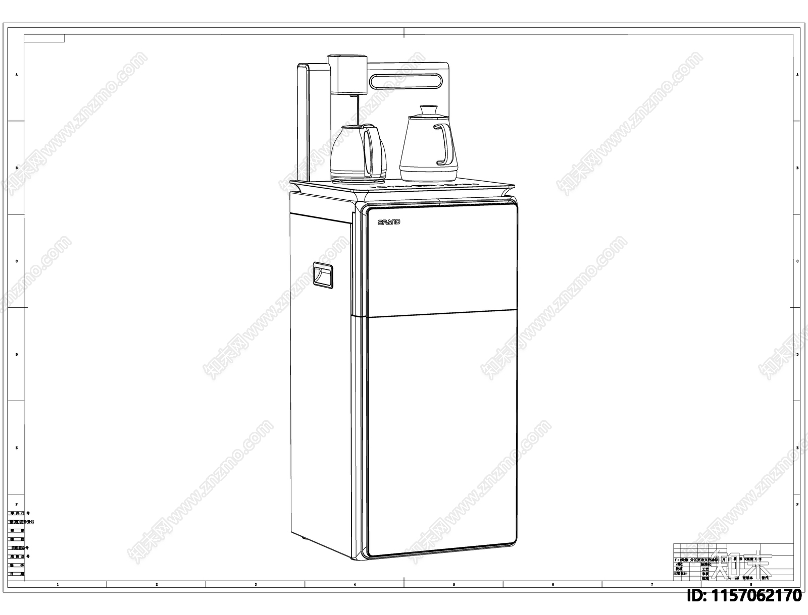 茶吧机线稿图设计cad施工图下载【ID:1157062170】