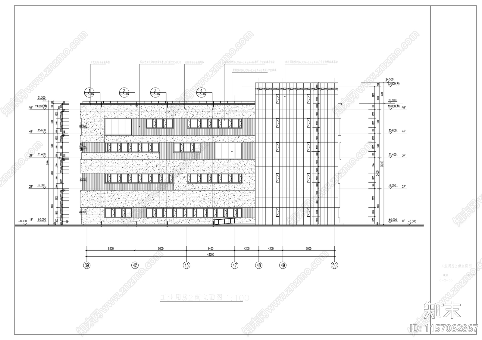 多层框架结构产业楼建cad施工图下载【ID:1157062867】