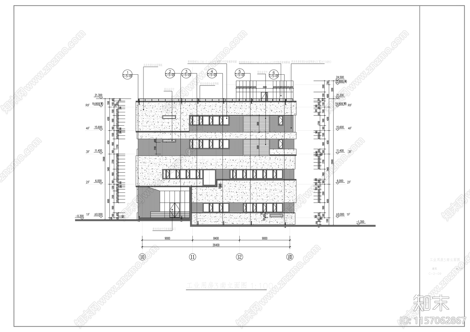 多层框架结构产业楼建cad施工图下载【ID:1157062867】