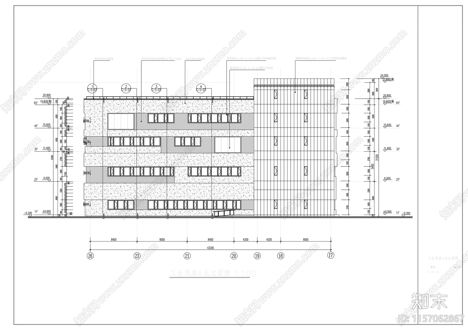 多层框架结构产业楼建cad施工图下载【ID:1157062867】