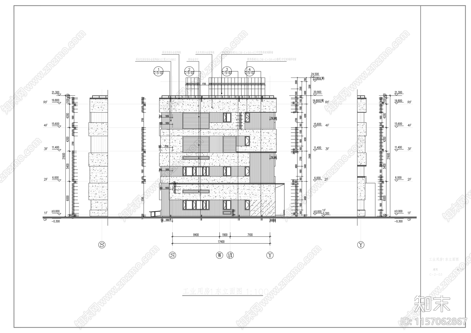 多层框架结构产业楼建cad施工图下载【ID:1157062867】