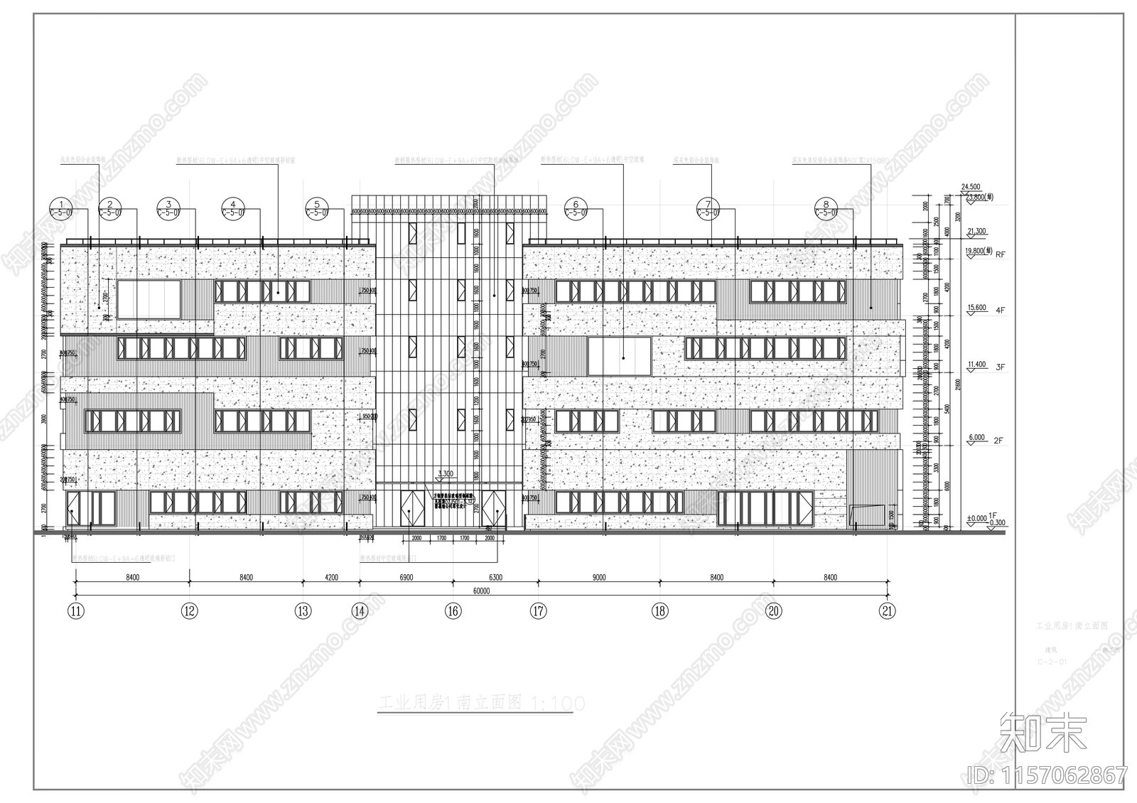 多层框架结构产业楼建cad施工图下载【ID:1157062867】