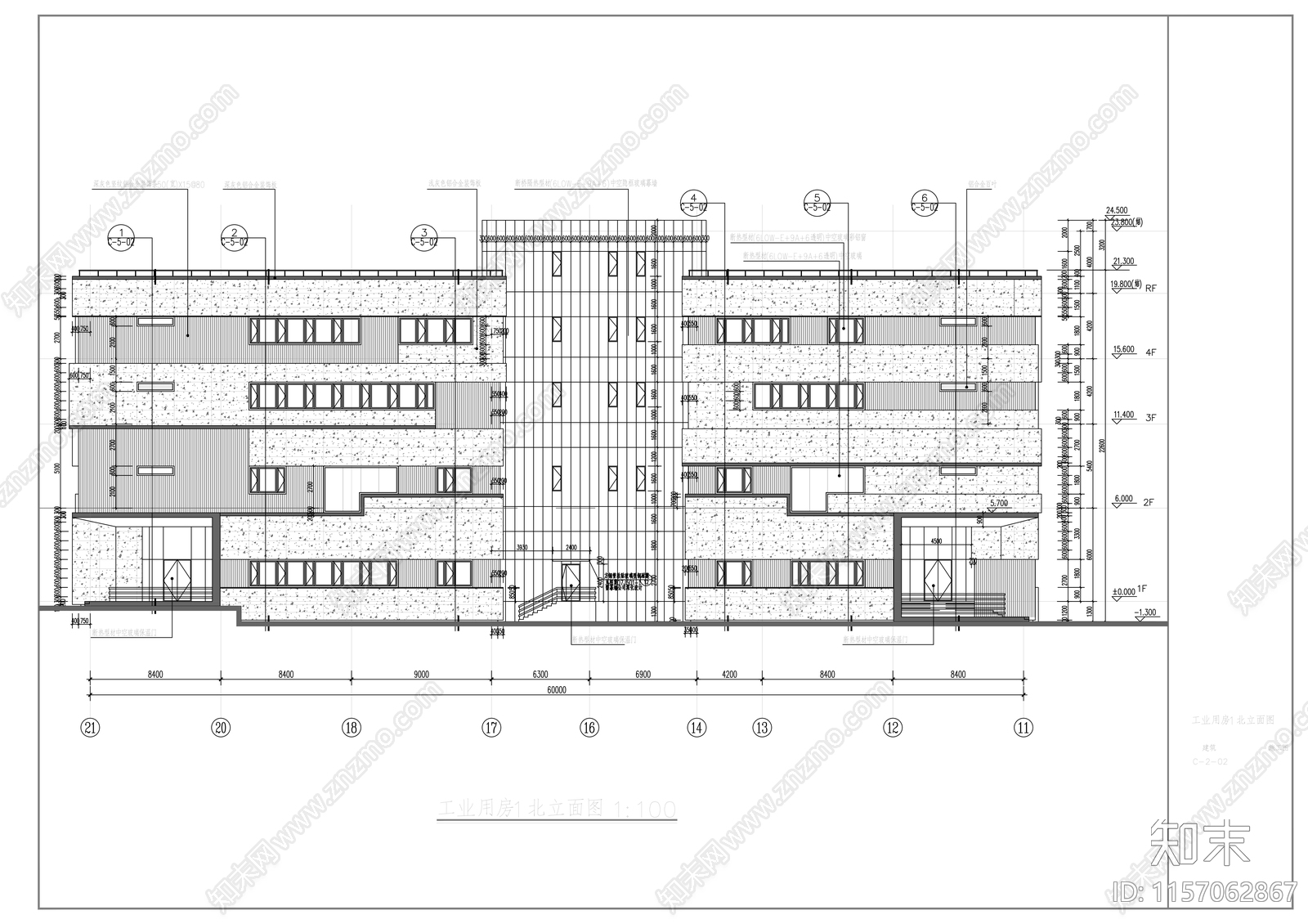 多层框架结构产业楼建cad施工图下载【ID:1157062867】