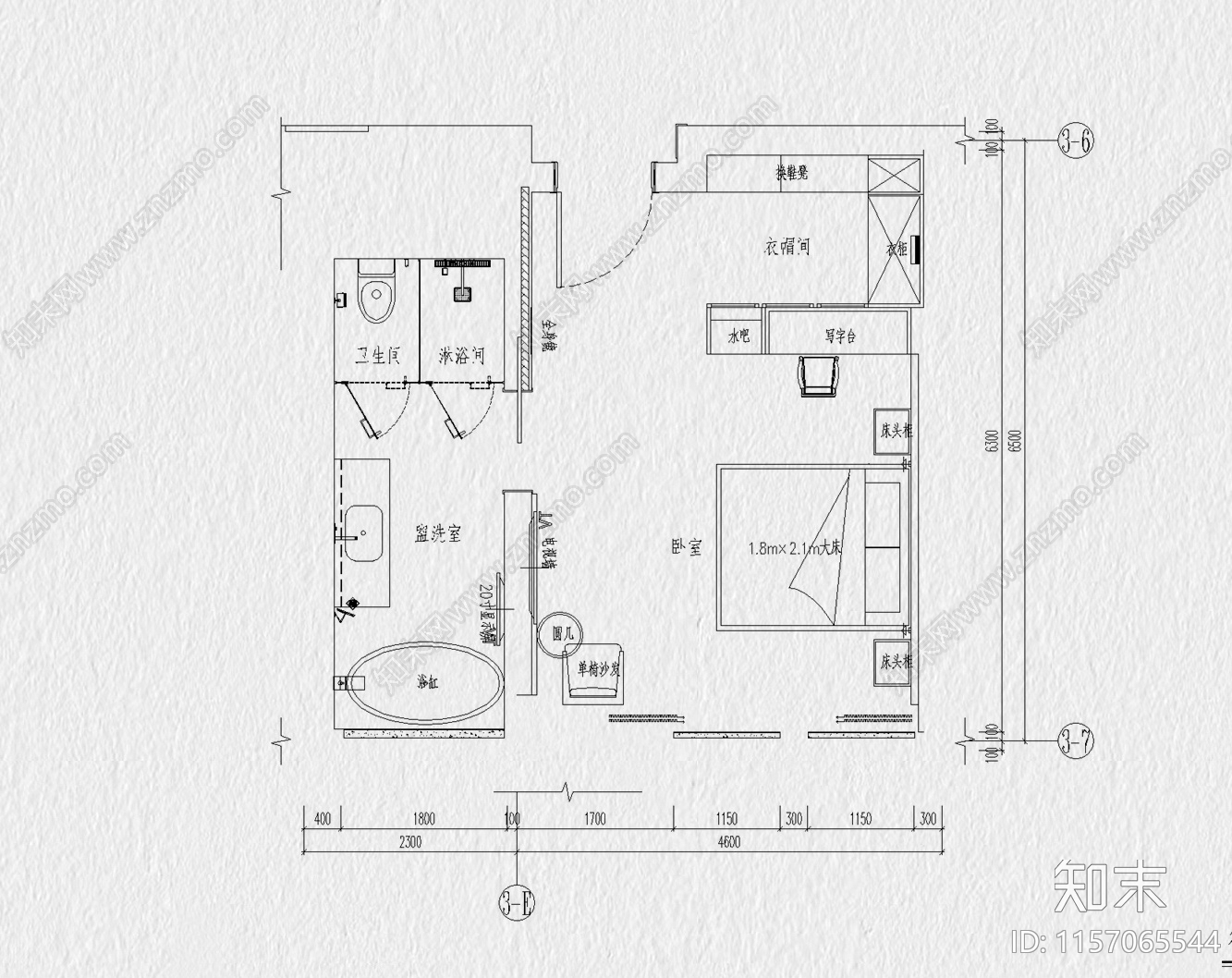 小户型公寓装修设计酒店单身公寓室内家装一居室效果图施工图下载【ID:1157065544】