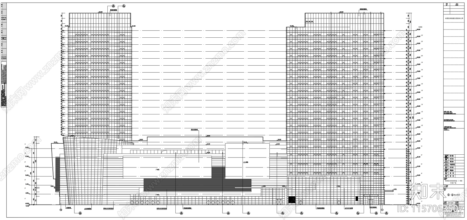 高层塔式办公楼及商业综合广场建cad施工图下载【ID:1157063507】