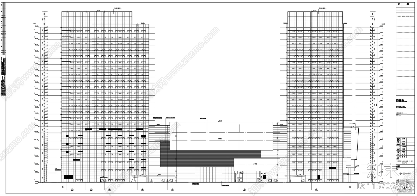 高层塔式办公楼及商业综合广场建cad施工图下载【ID:1157063507】