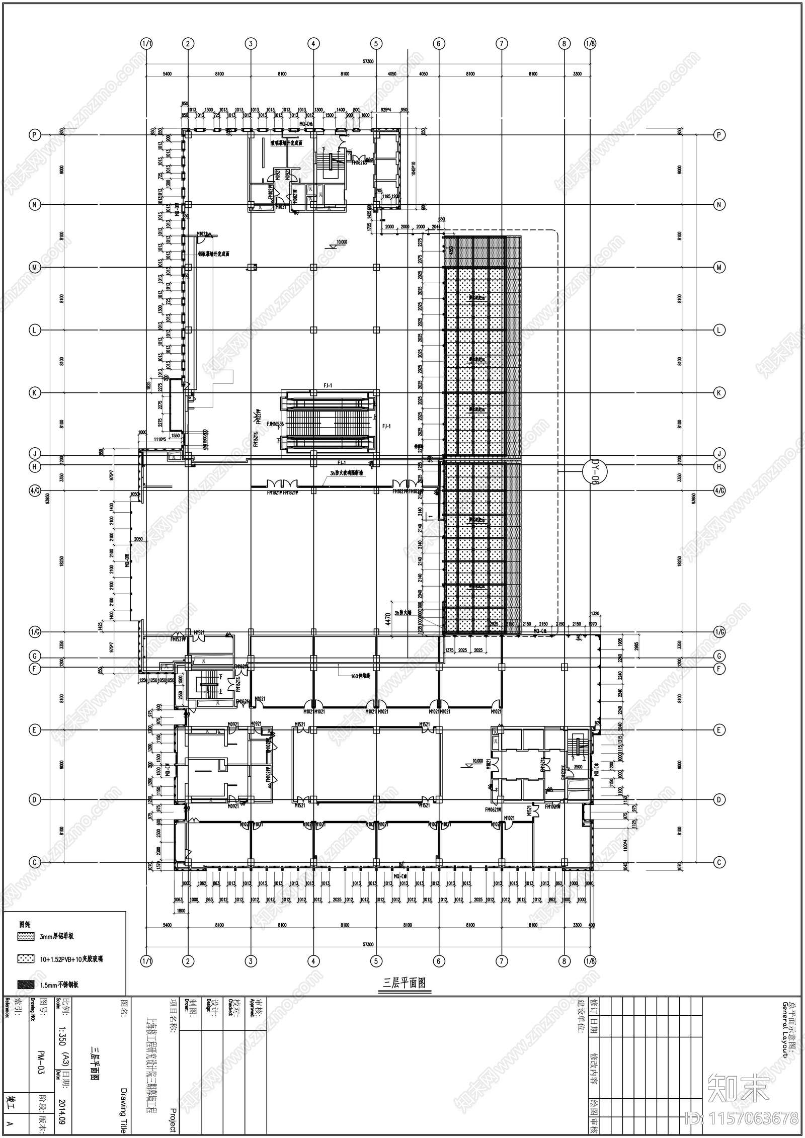 高层现代风格幕墙装饰研究院建cad施工图下载【ID:1157063678】