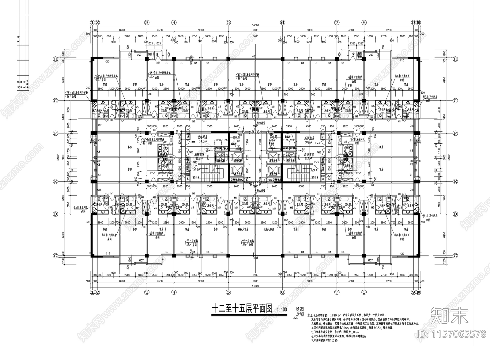 工业园区十八层办公综合楼建cad施工图下载【ID:1157065578】