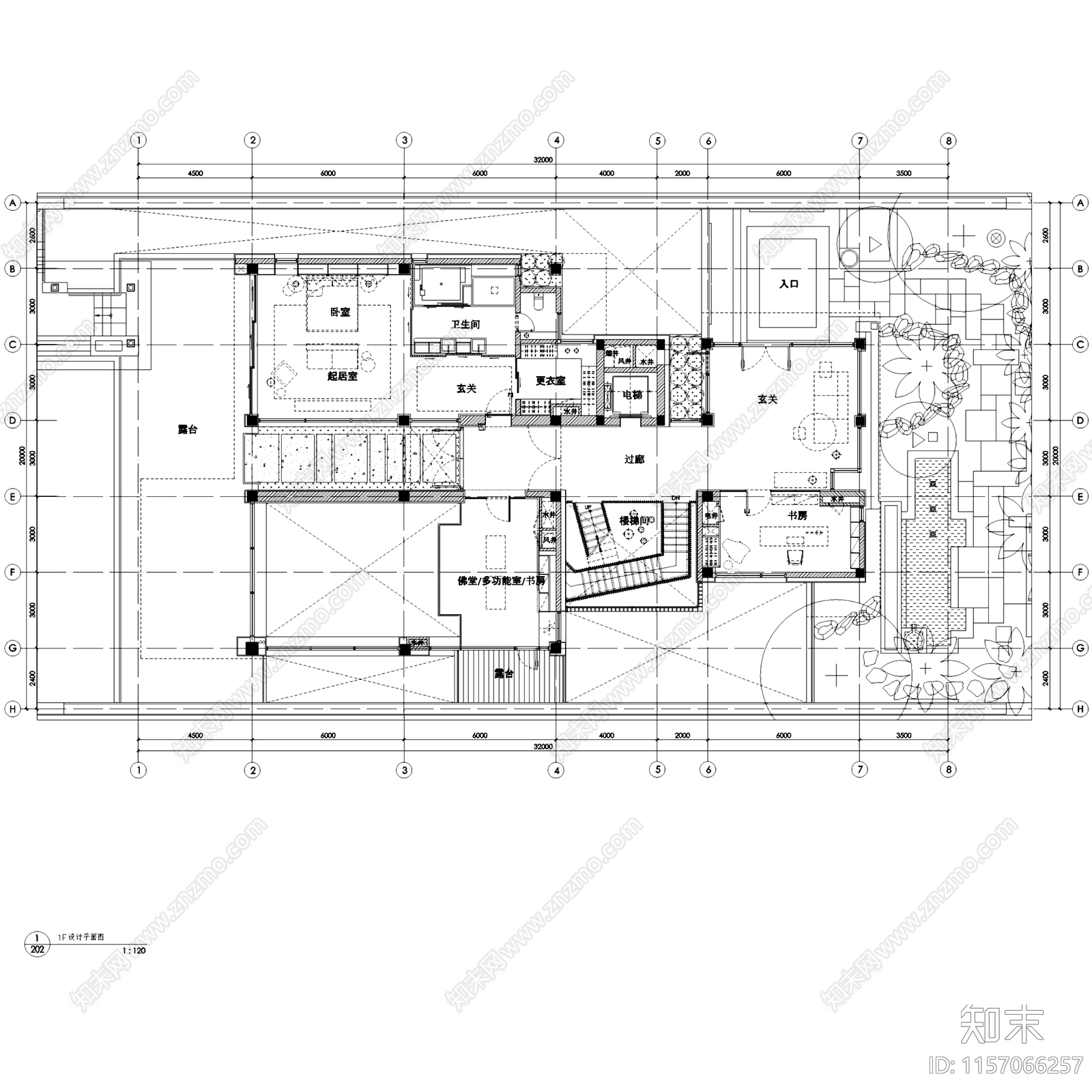 现代简约三亚海棠湾四季酒店别墅三层室内家装cad施工图下载【ID:1157066257】