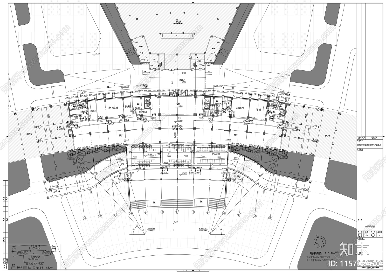 行政综合服务中心建筑图cad施工图下载【ID:1157066706】