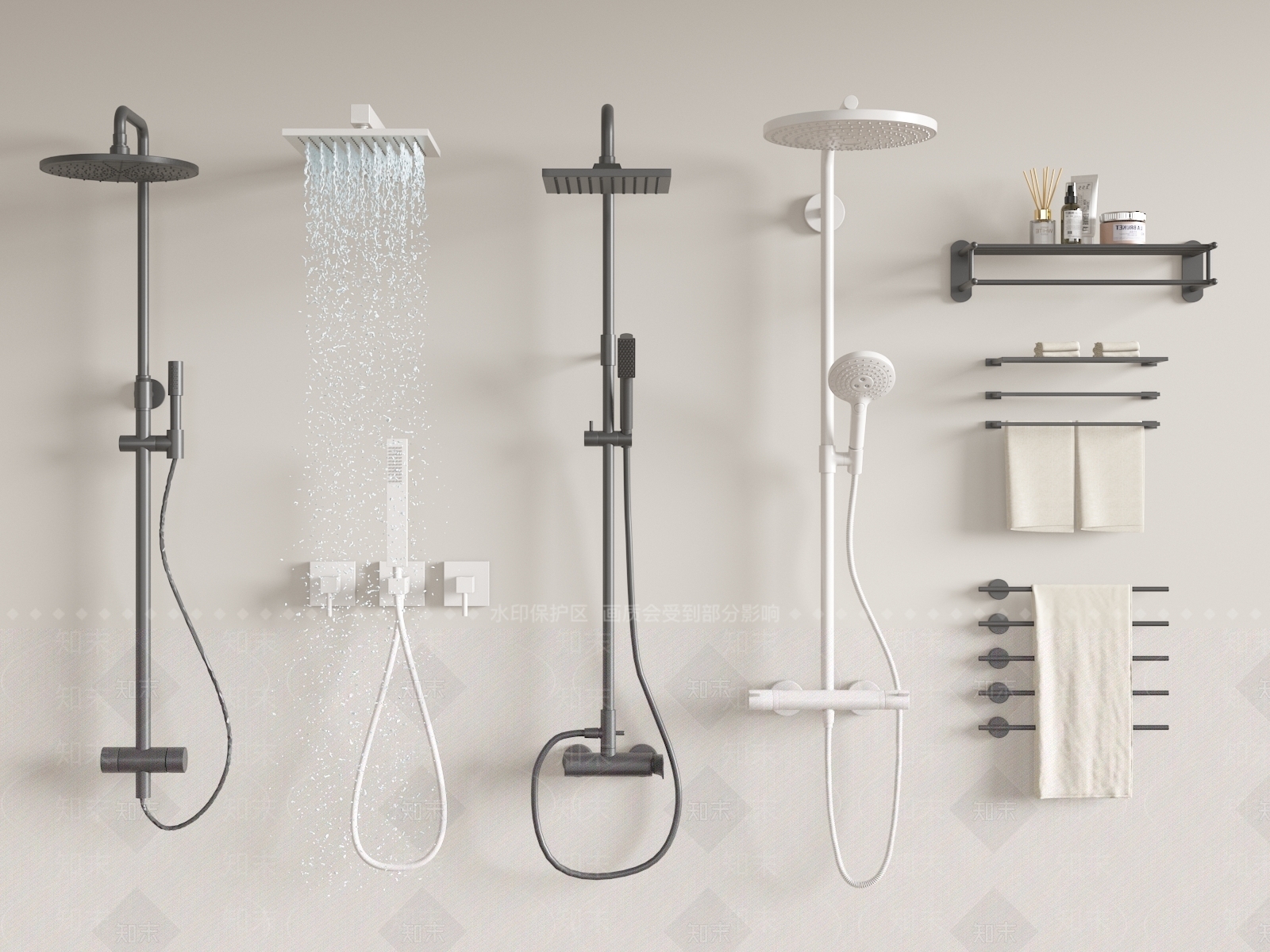 现代淋浴花洒3D模型下载【ID:1157068080】