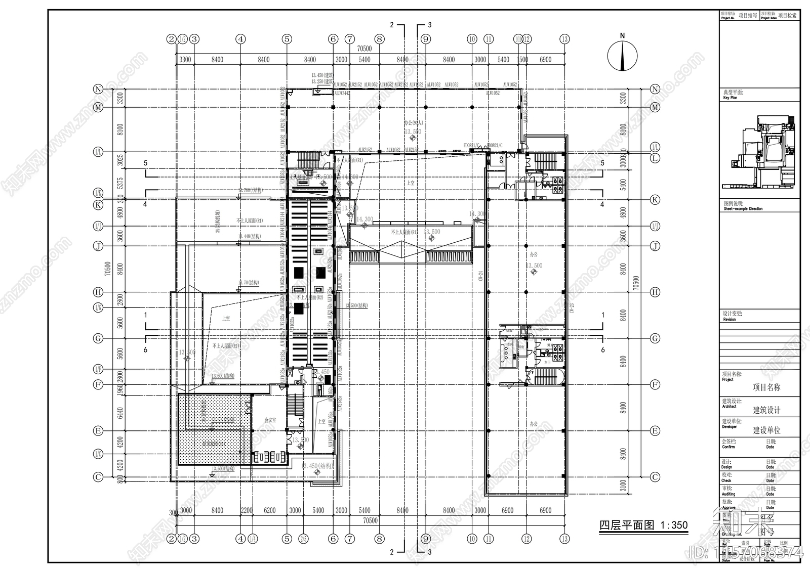 科技园四层软件生产楼建cad施工图下载【ID:1157068374】