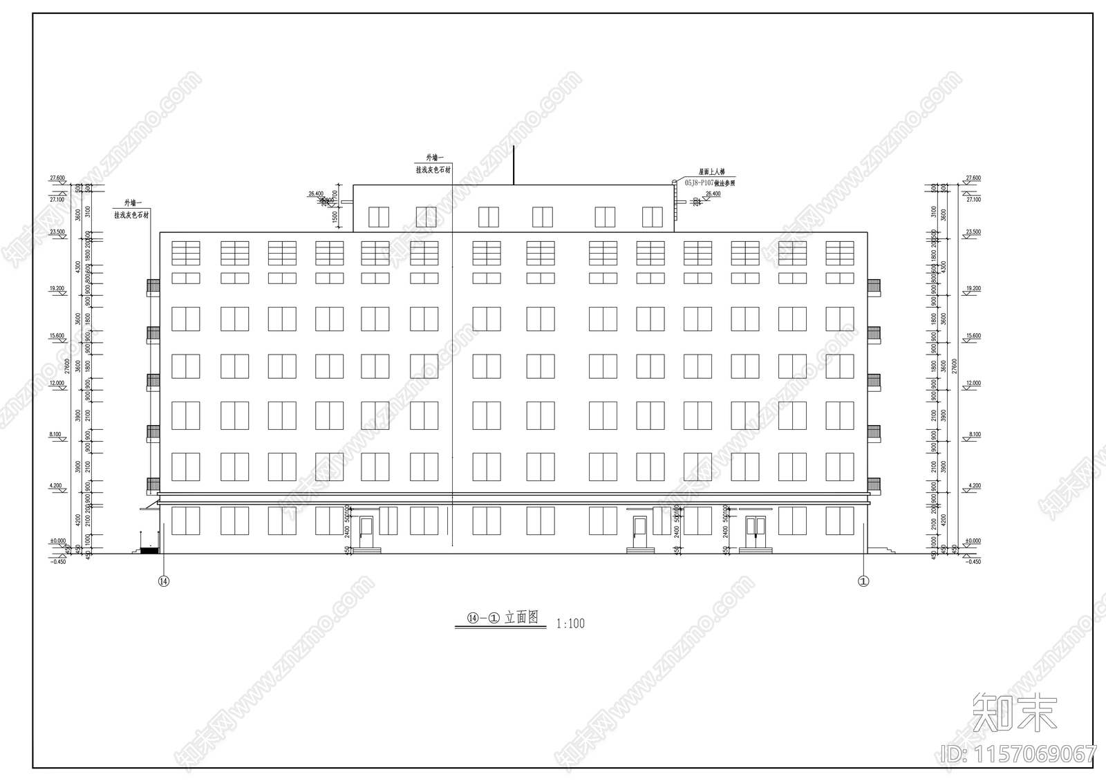 六层办公楼建cad施工图下载【ID:1157069067】