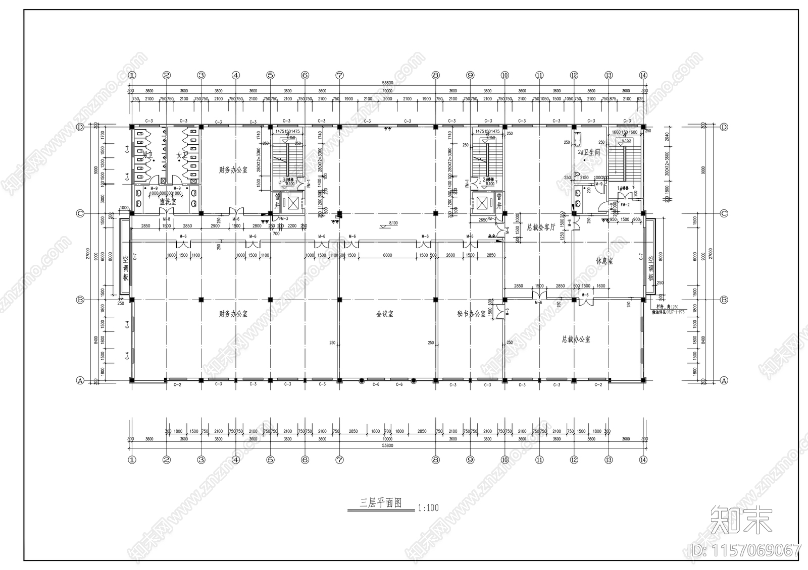 六层办公楼建cad施工图下载【ID:1157069067】