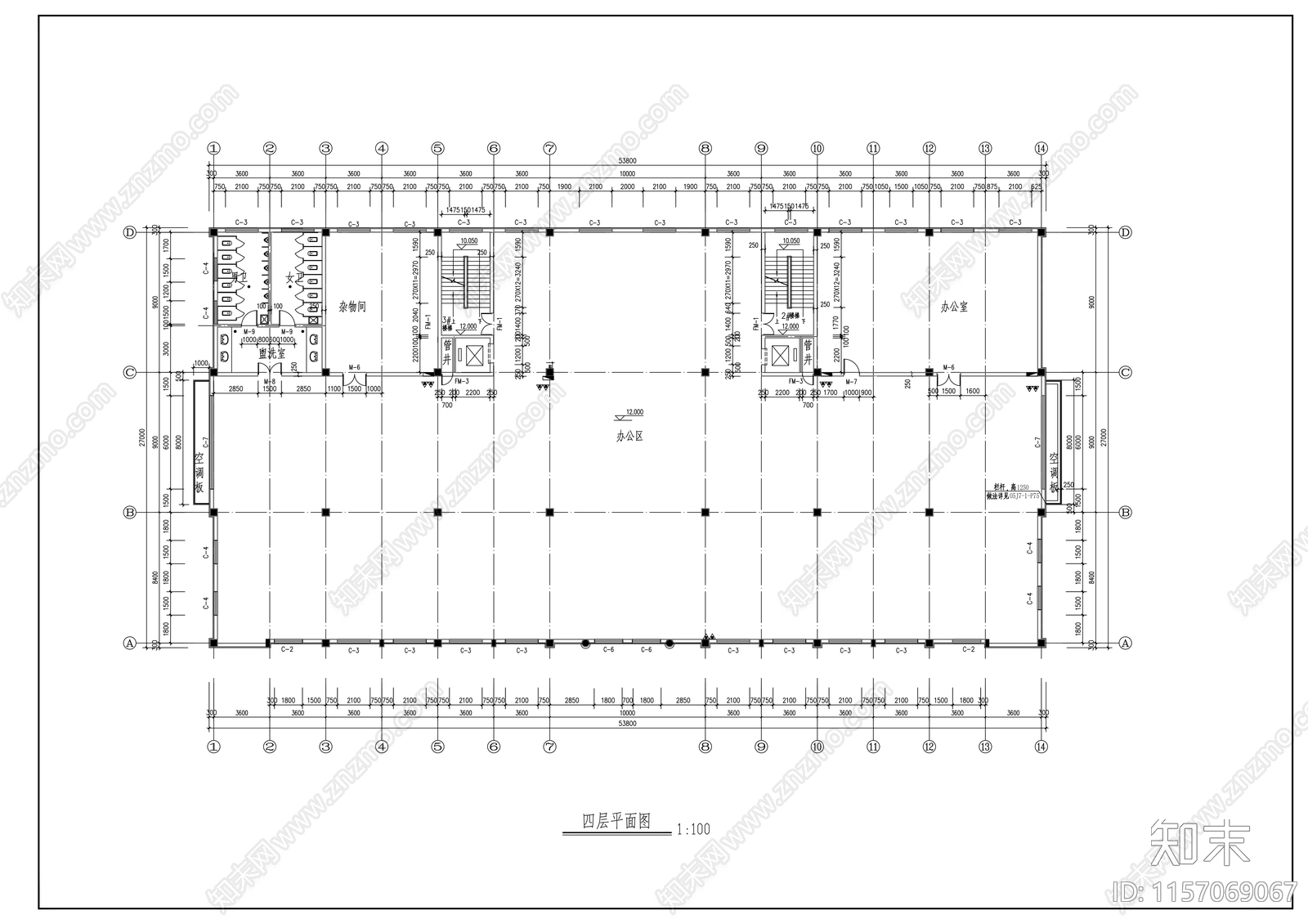 六层办公楼建cad施工图下载【ID:1157069067】