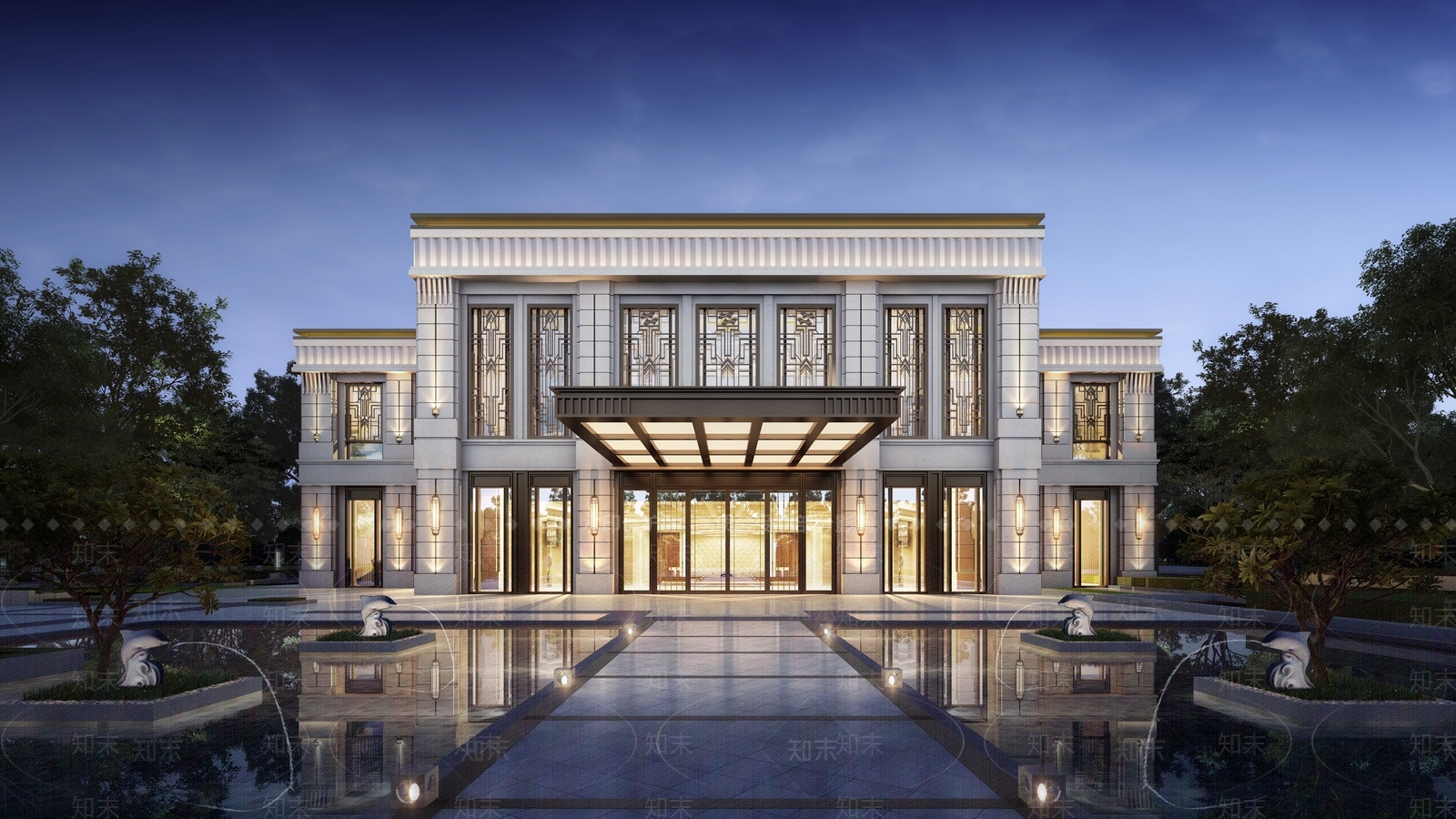 欧式售楼处建筑SU模型下载【ID:1157069428】