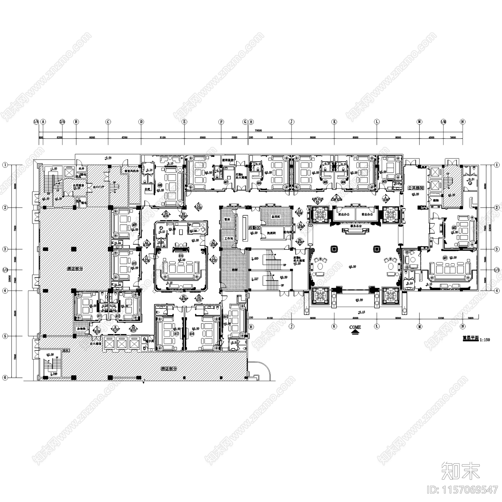 欧式红舫国际CLUB商务KTV室内工装cad施工图下载【ID:1157069547】
