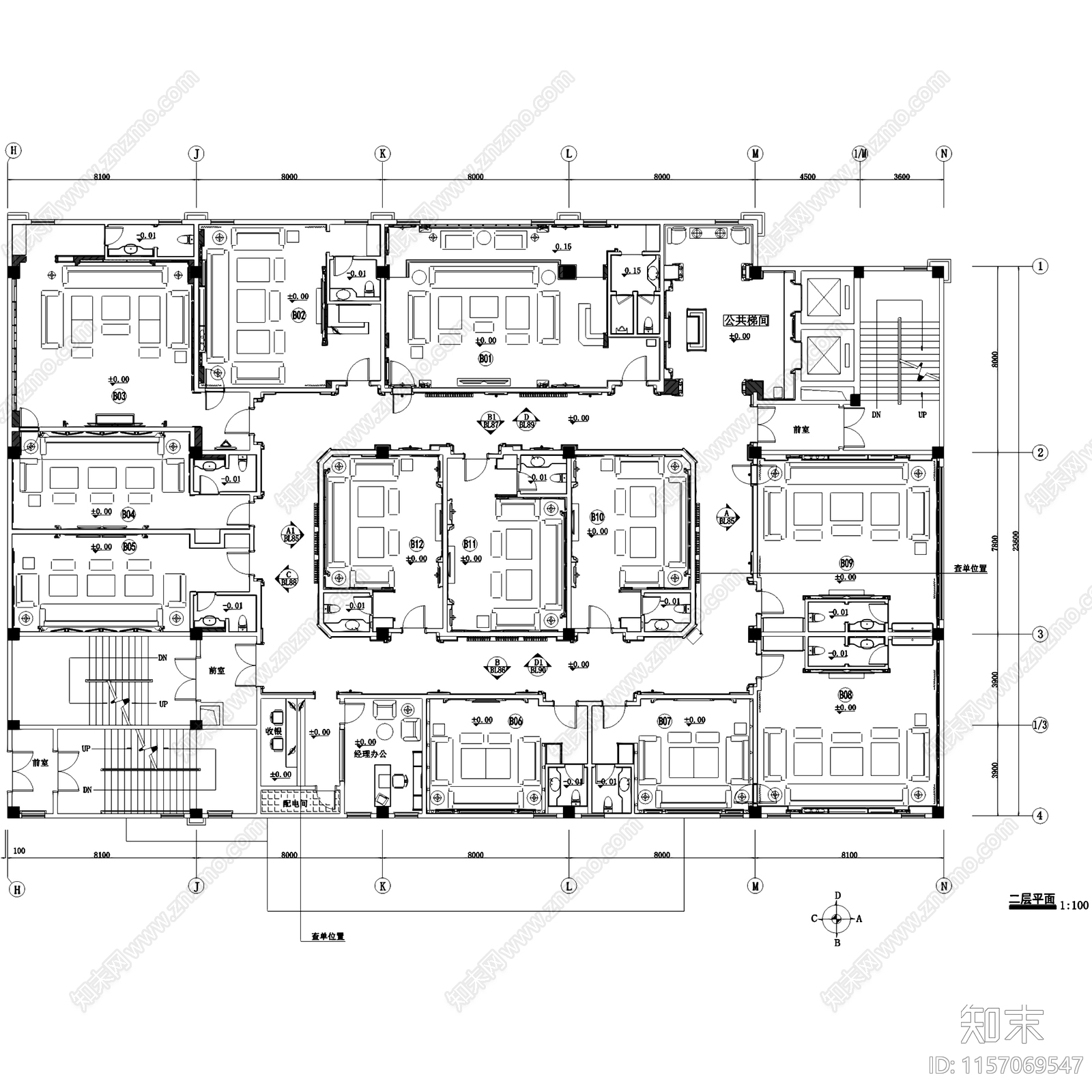 欧式红舫国际CLUB商务KTV室内工装cad施工图下载【ID:1157069547】