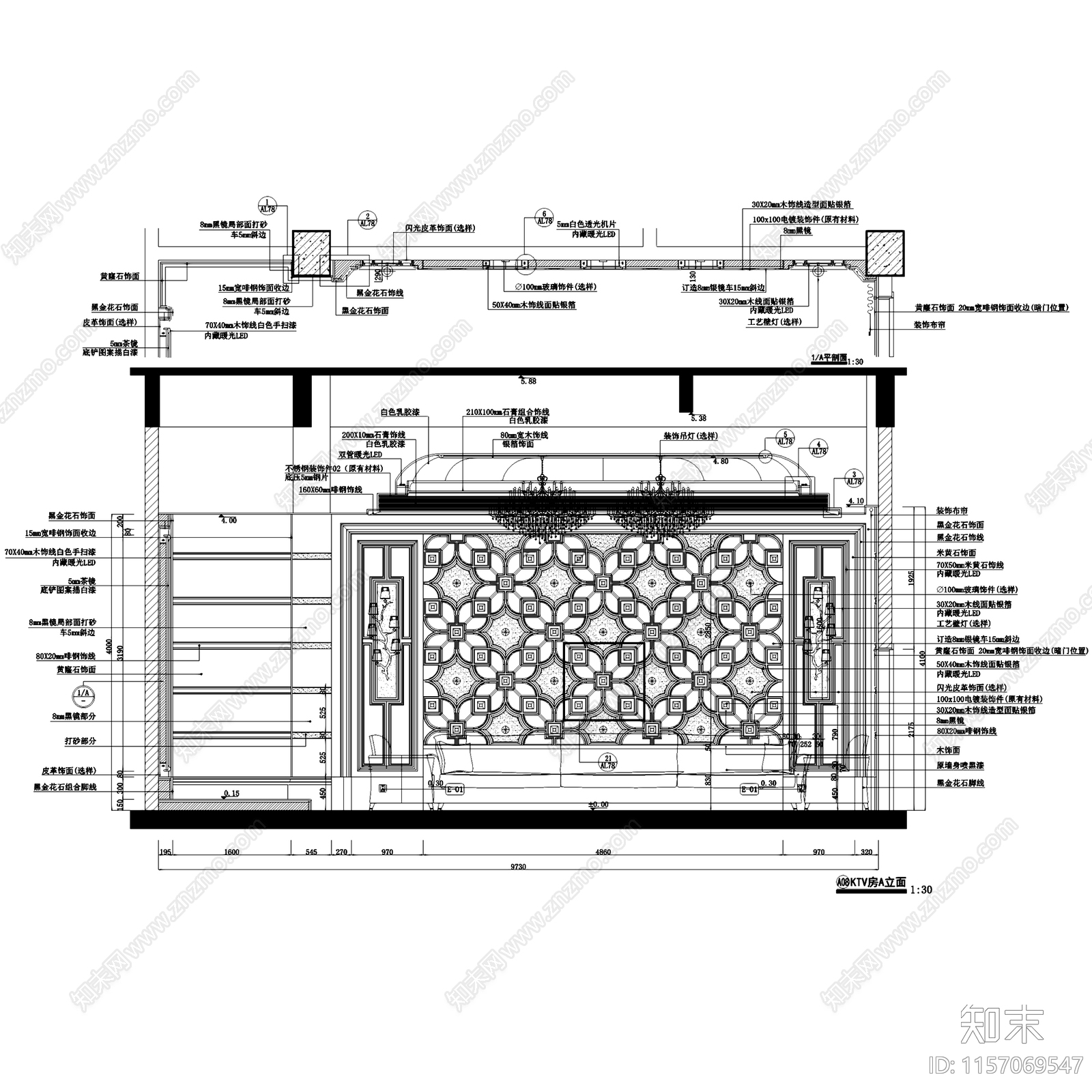 欧式红舫国际CLUB商务KTV室内工装cad施工图下载【ID:1157069547】