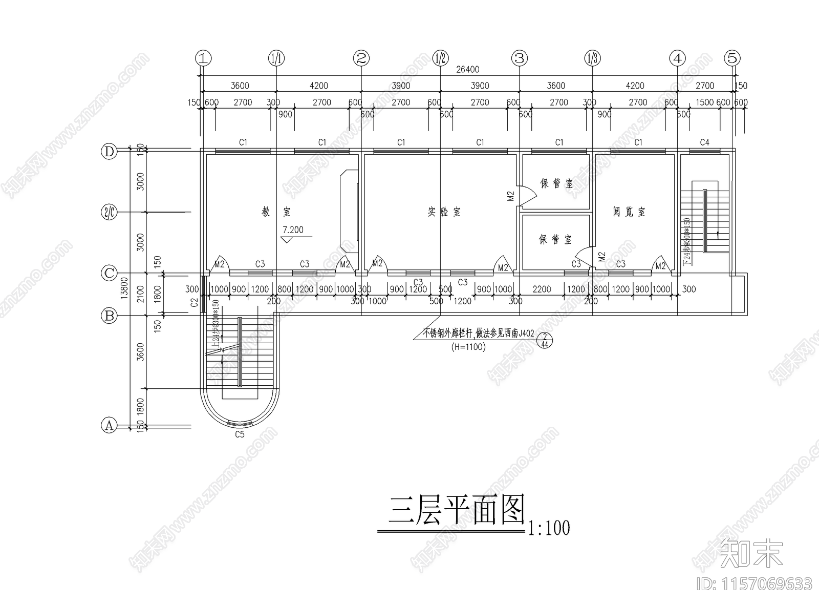 小学教学cad施工图下载【ID:1157069633】