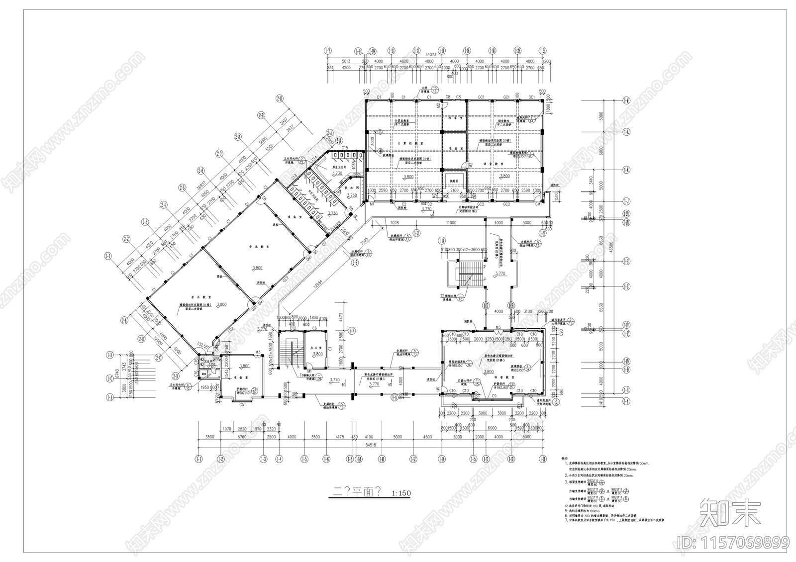 艺术楼建施cad施工图下载【ID:1157069899】