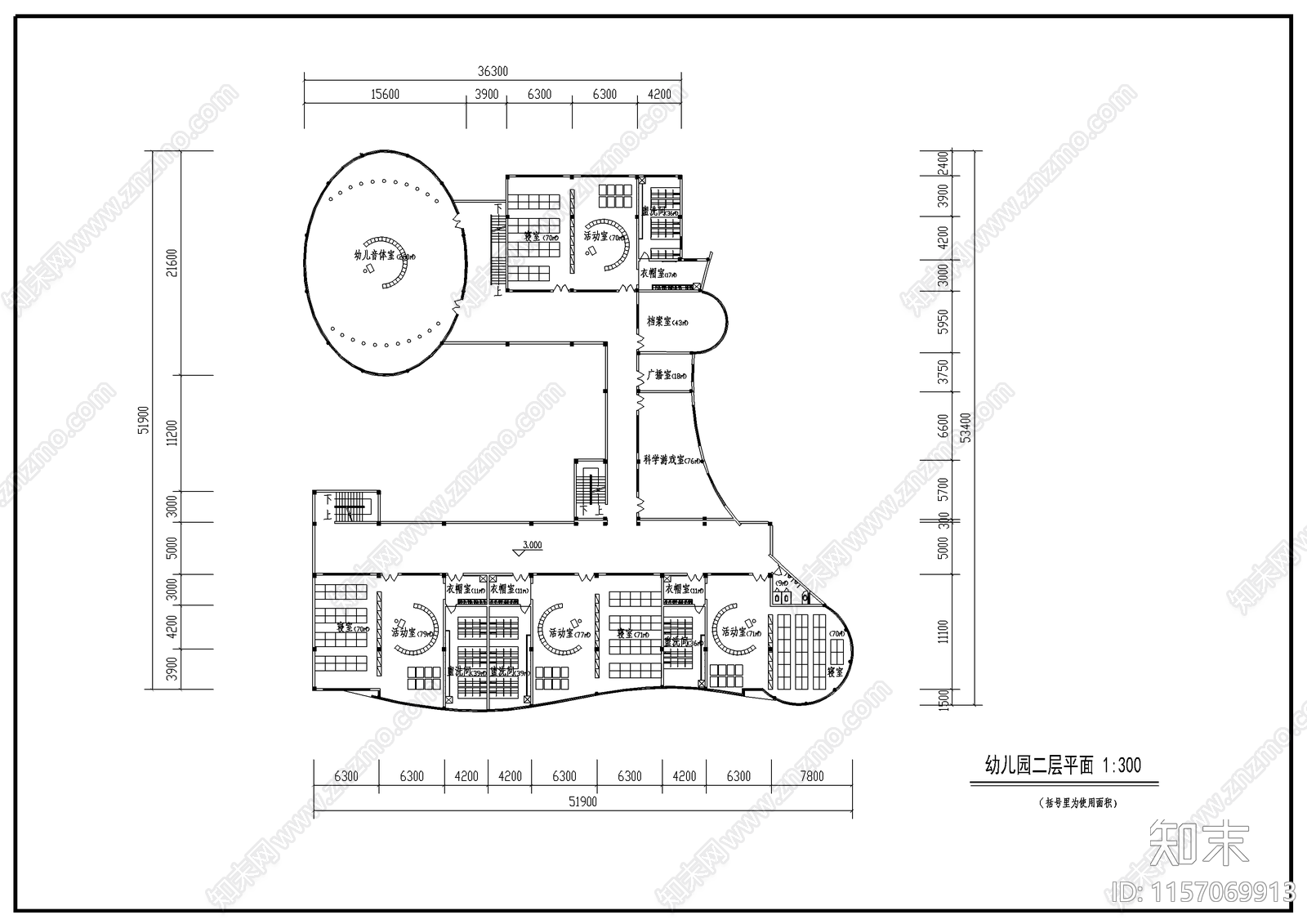 幼儿园建筑cad施工图下载【ID:1157069913】