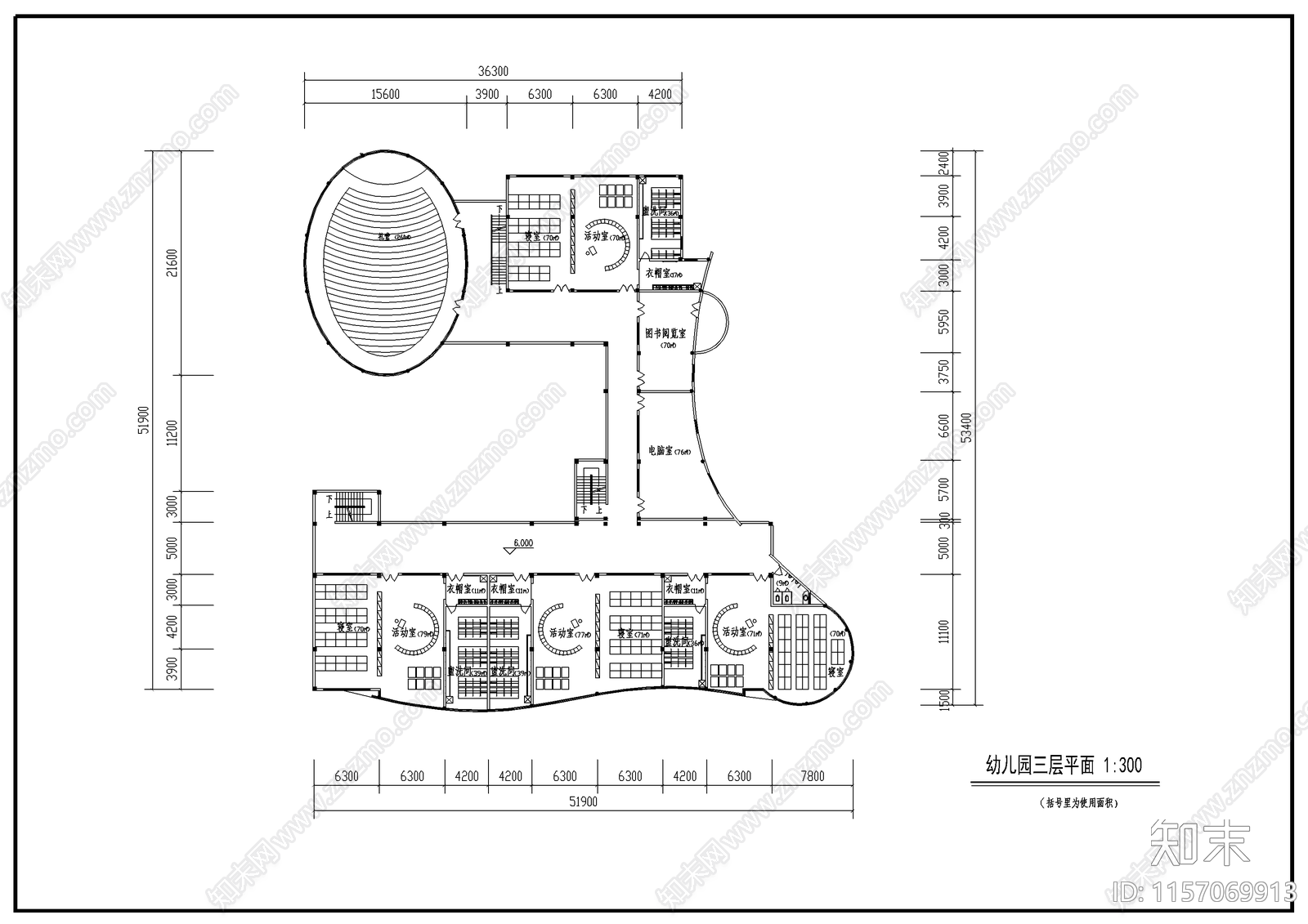 幼儿园建筑cad施工图下载【ID:1157069913】