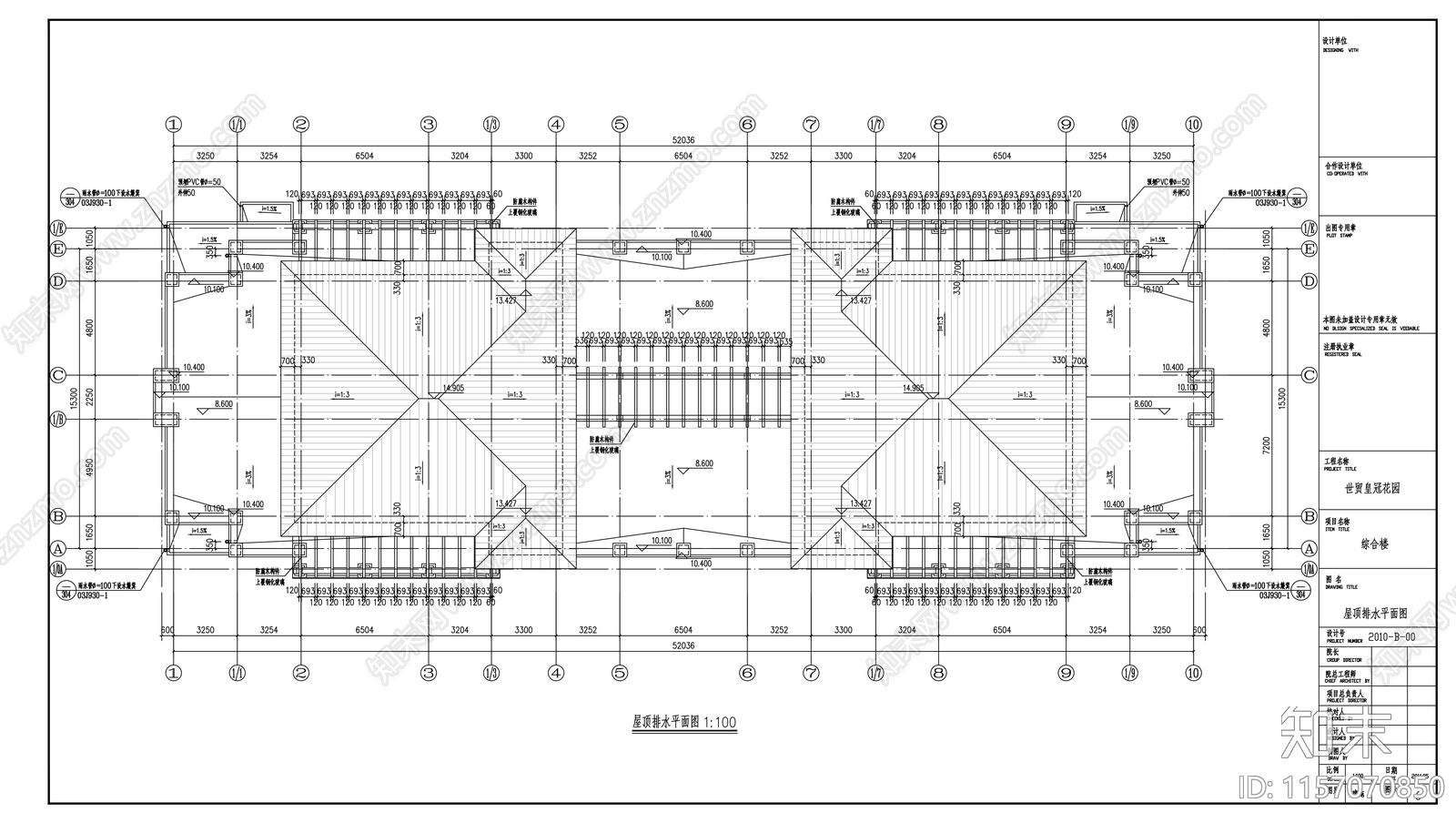 三层框架结构办公楼建cad施工图下载【ID:1157070850】