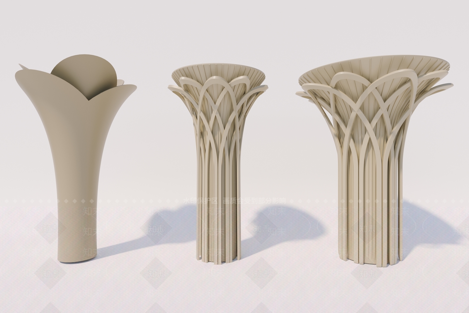 现代异形花瓣柱子3D模型下载【ID:1157070827】