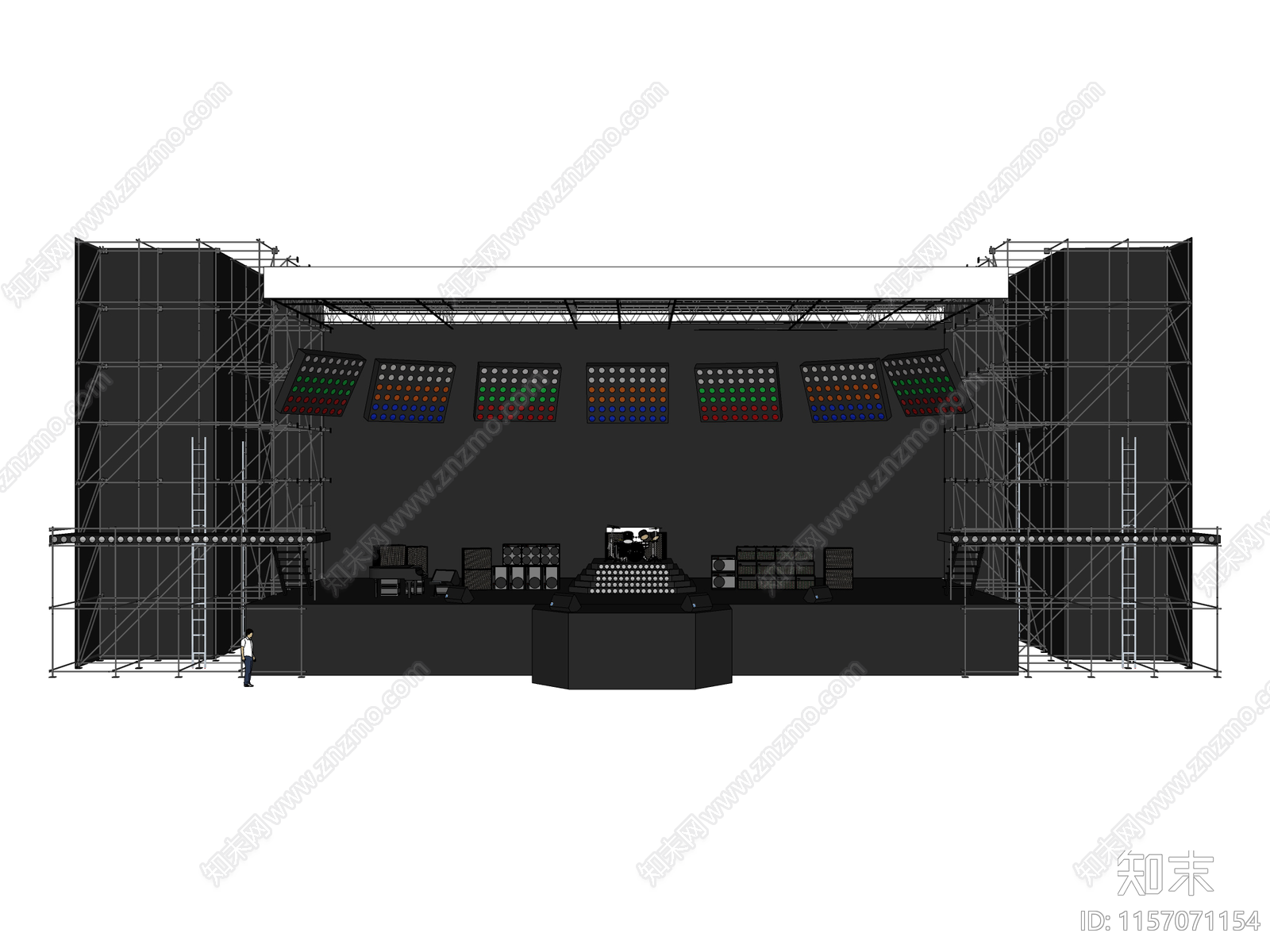 现代时尚表演电音节音乐厅舞台SU模型下载【ID:1157071154】