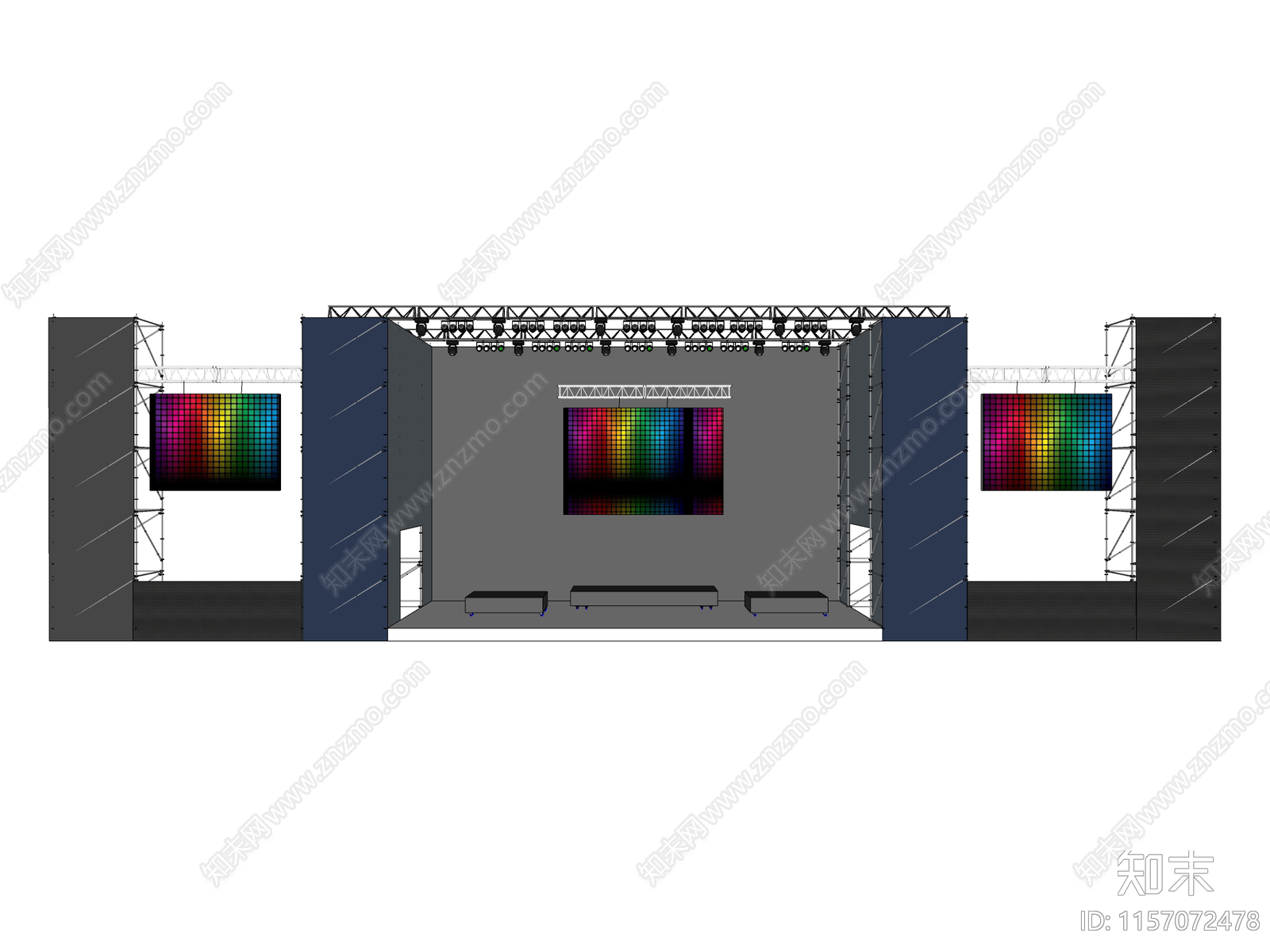现代时尚表演电音节音乐厅舞台SU模型下载【ID:1157072478】