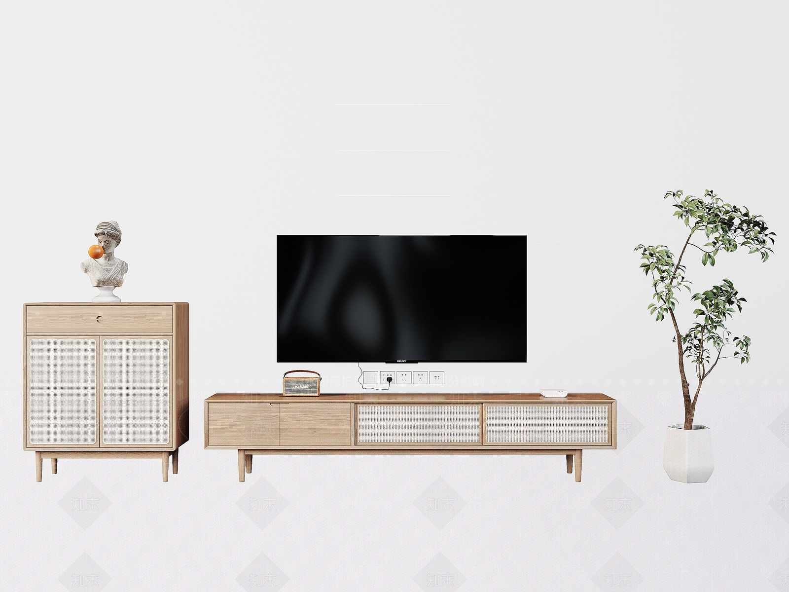 北欧电视柜3D模型下载【ID:1157072684】