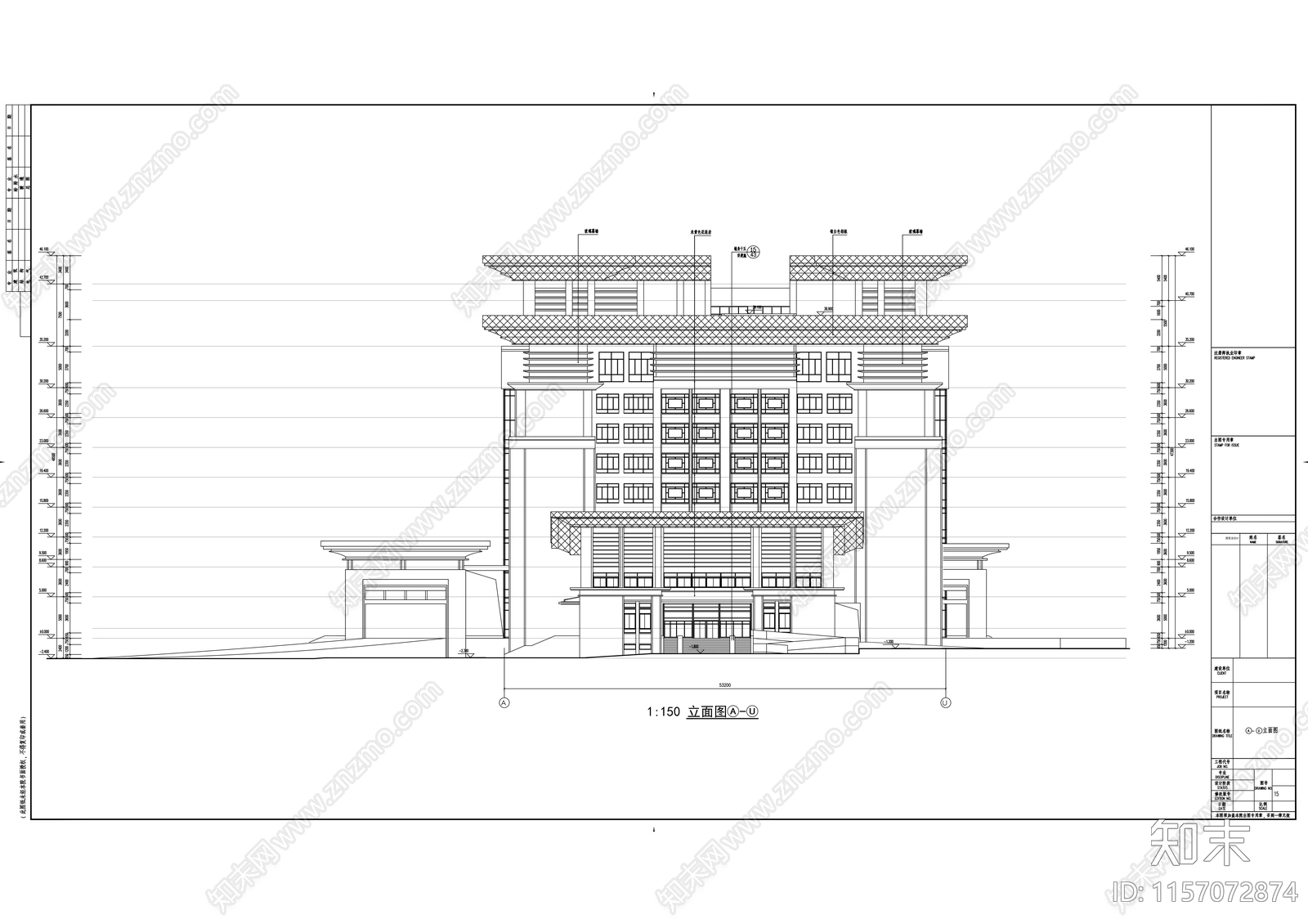 十一层办公楼建筑图cad施工图下载【ID:1157072874】