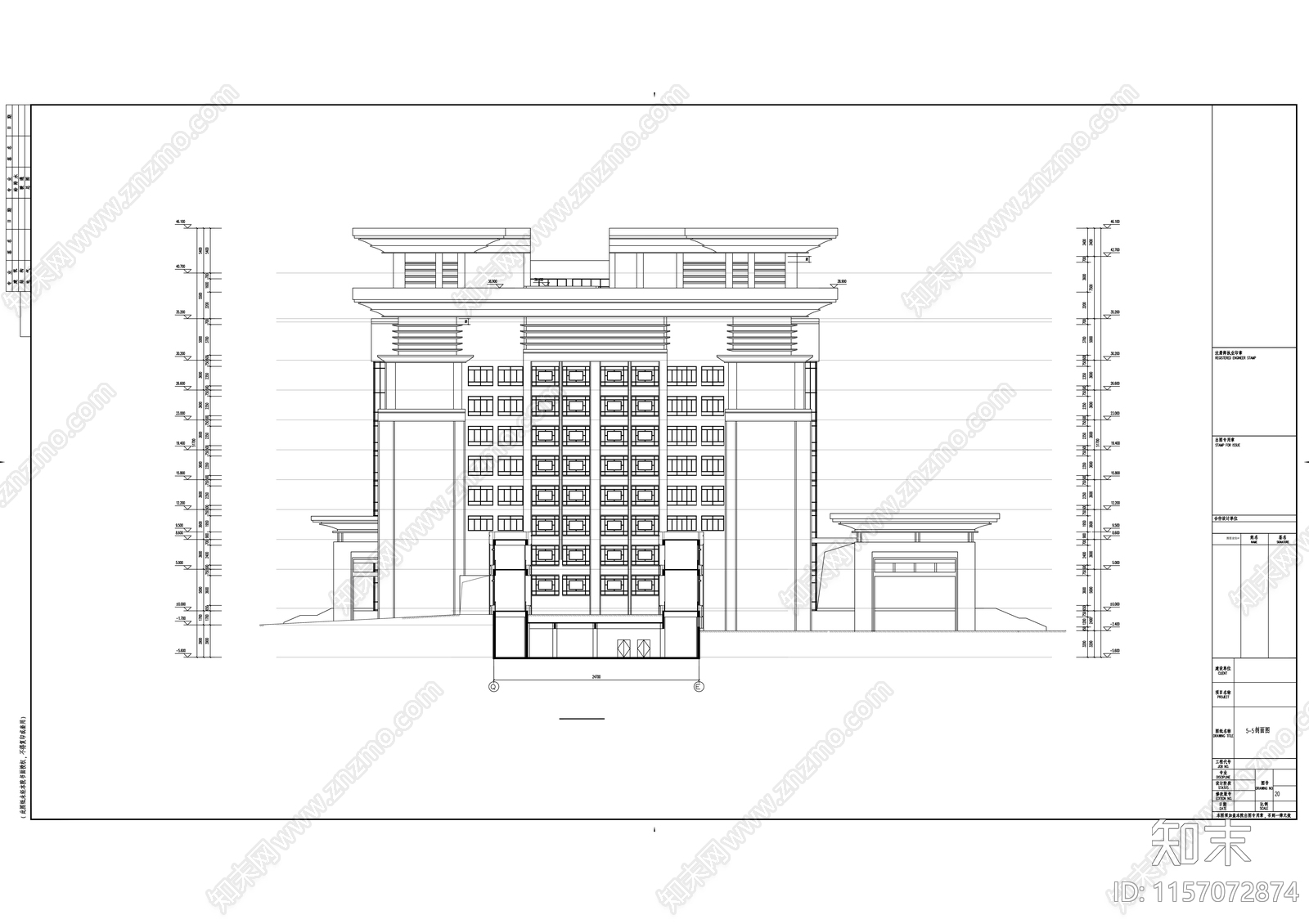 十一层办公楼建筑图cad施工图下载【ID:1157072874】