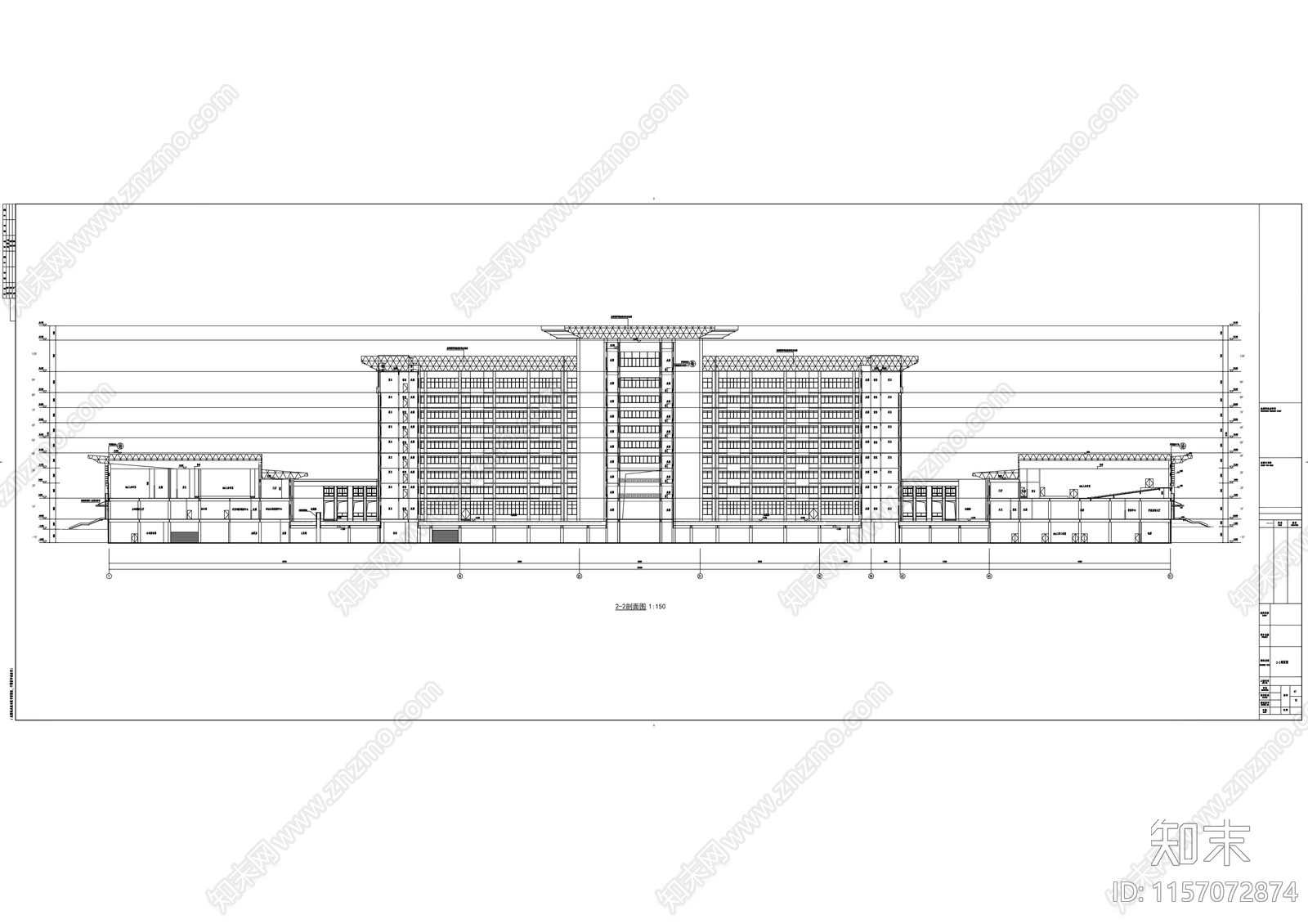 十一层办公楼建筑图cad施工图下载【ID:1157072874】