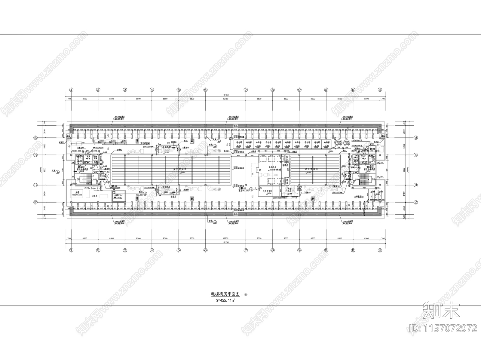 十一层办公楼建筑图cad施工图下载【ID:1157072972】