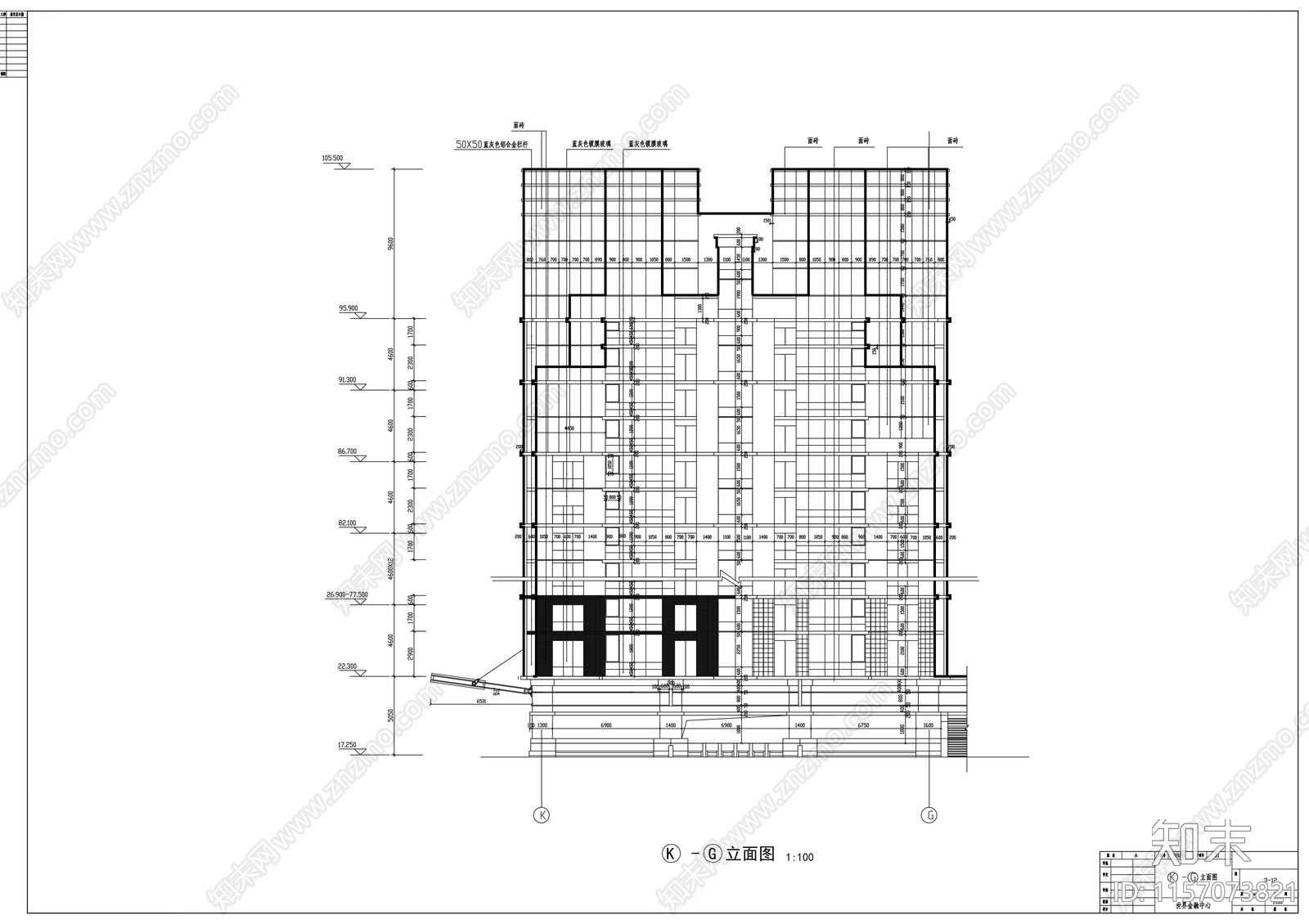 四十四层办公楼建cad施工图下载【ID:1157073821】