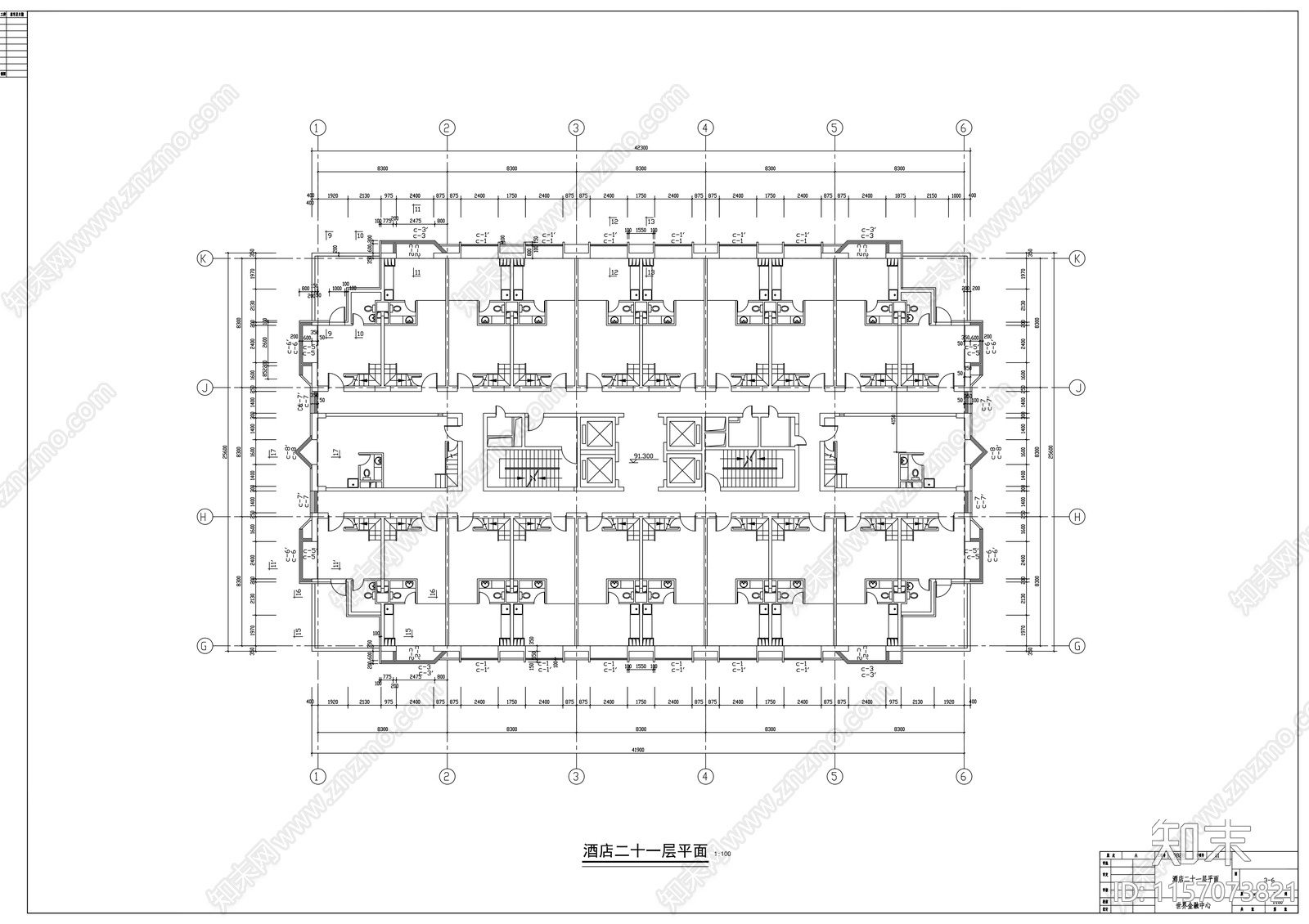 四十四层办公楼建cad施工图下载【ID:1157073821】