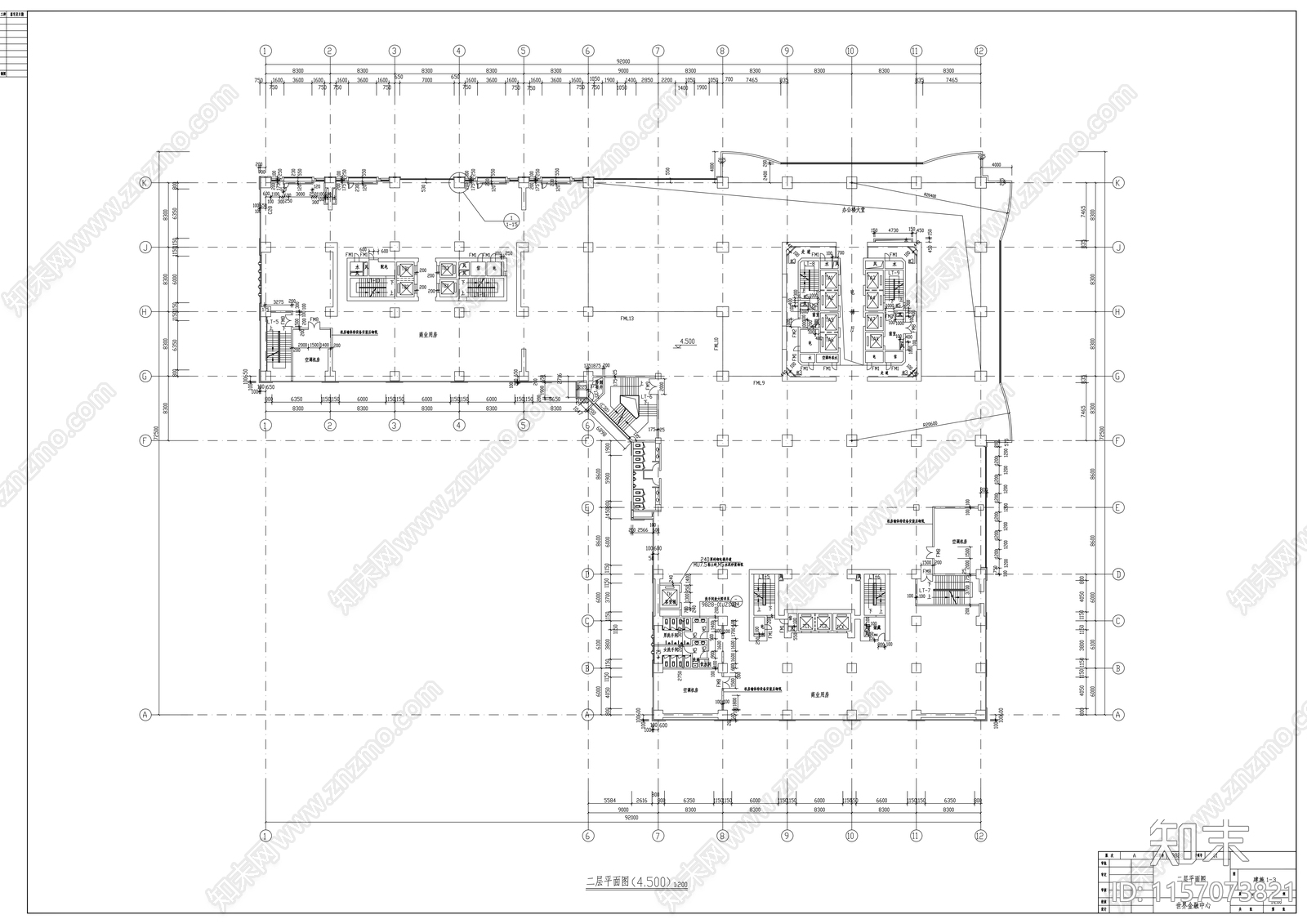 四十四层办公楼建cad施工图下载【ID:1157073821】